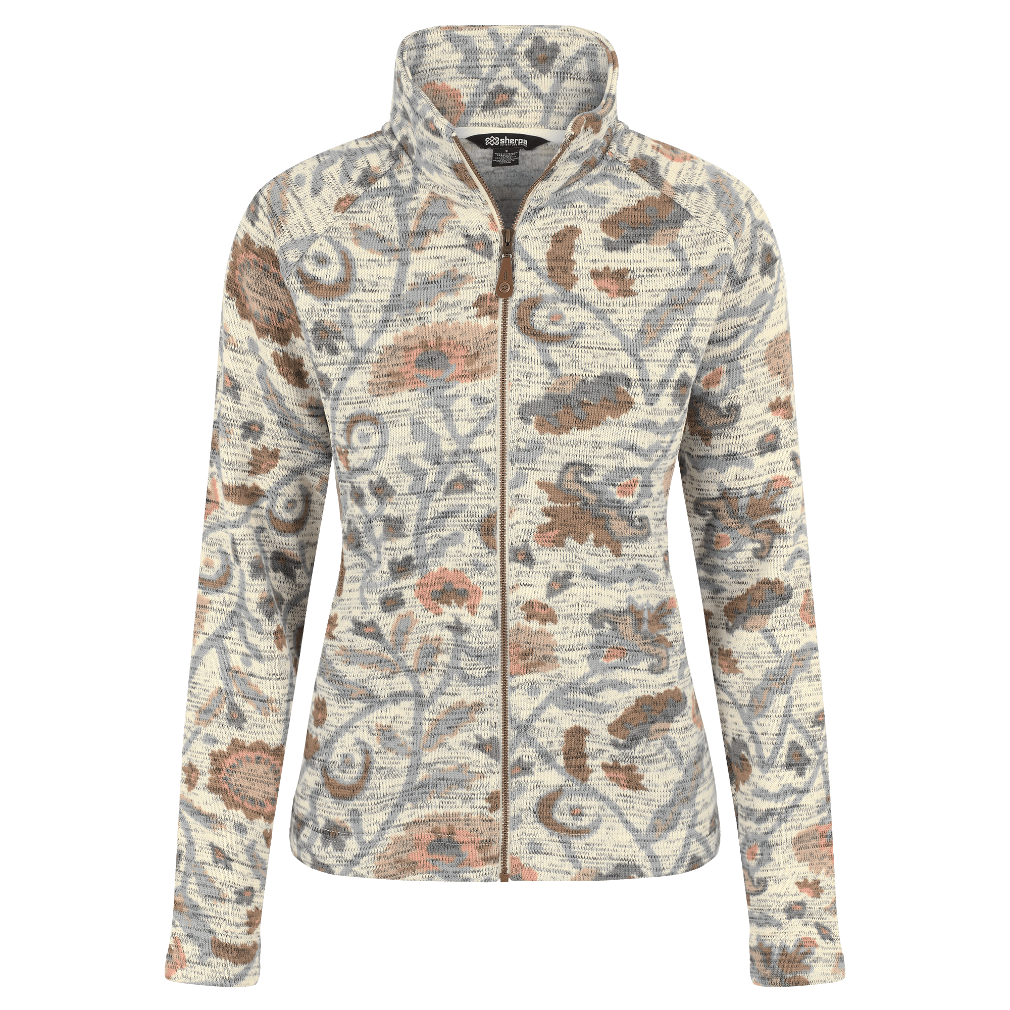 Bhutan Jacke mit durchgehendem Reißverschluss – Peetho Floral