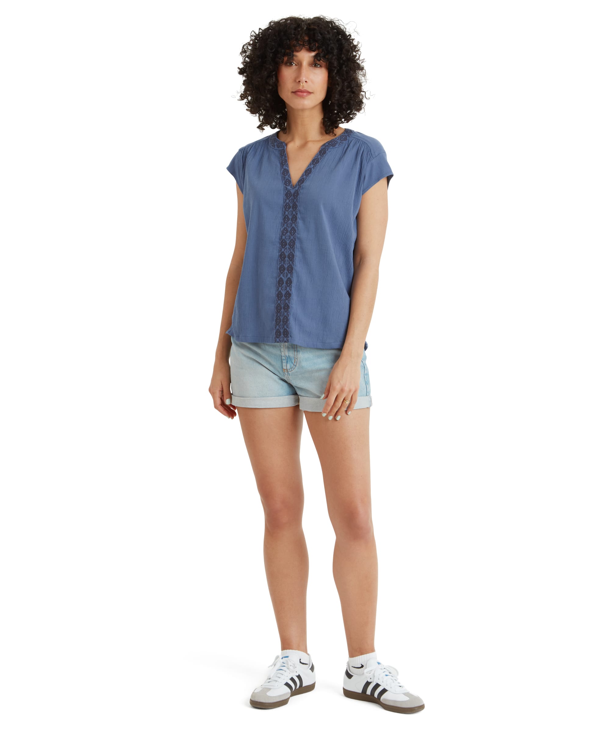 Hara Cap Sleeve Top - Seaport Blue