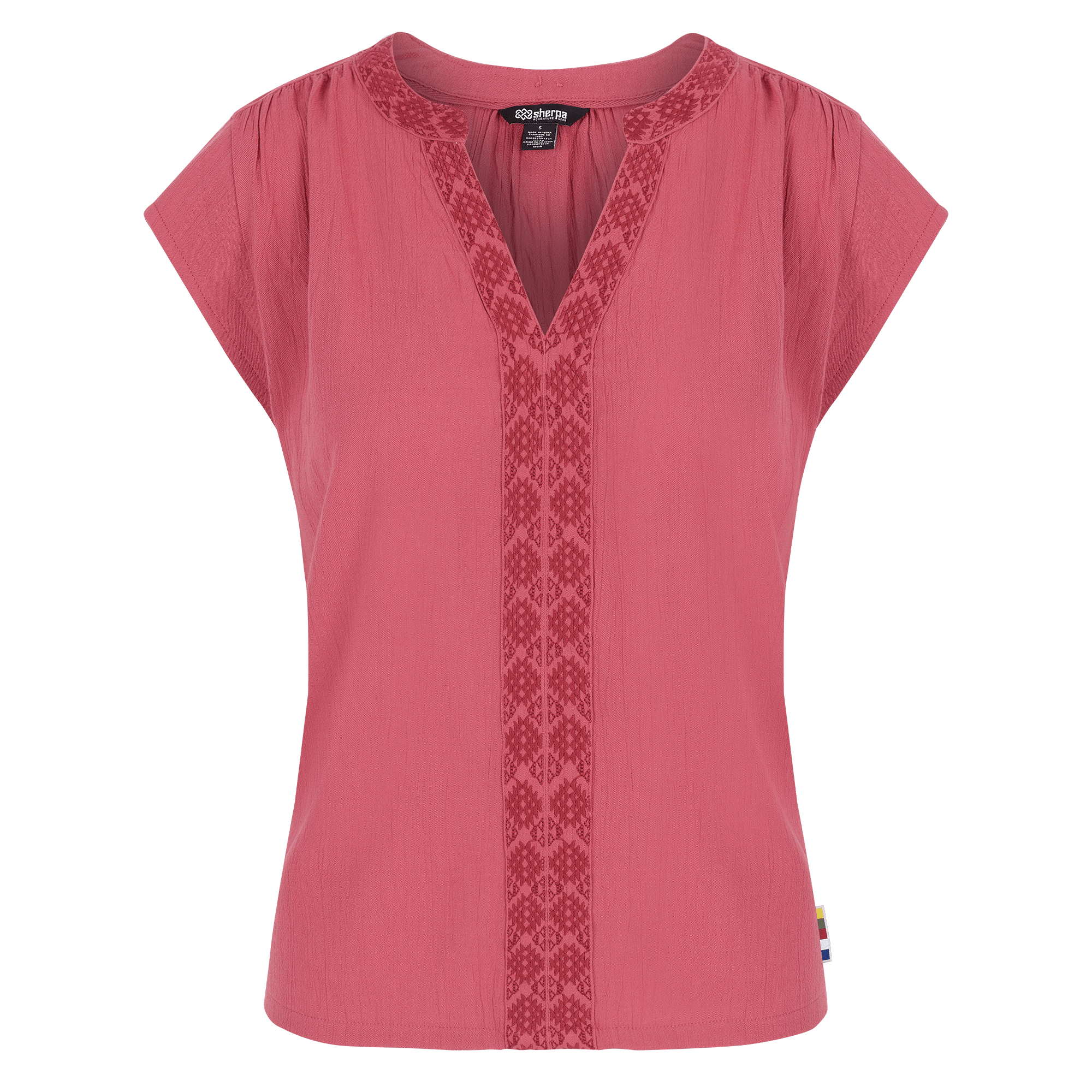 Hara Cap Sleeve Top - Light Mineral Red