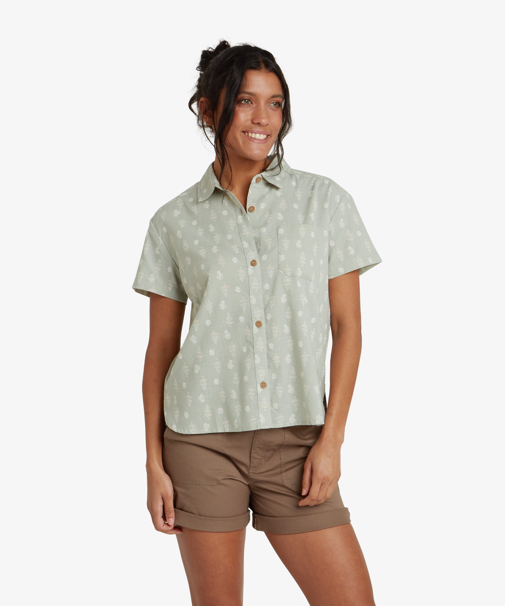 Jaya Camp Shirt - Celery Indi Blossom