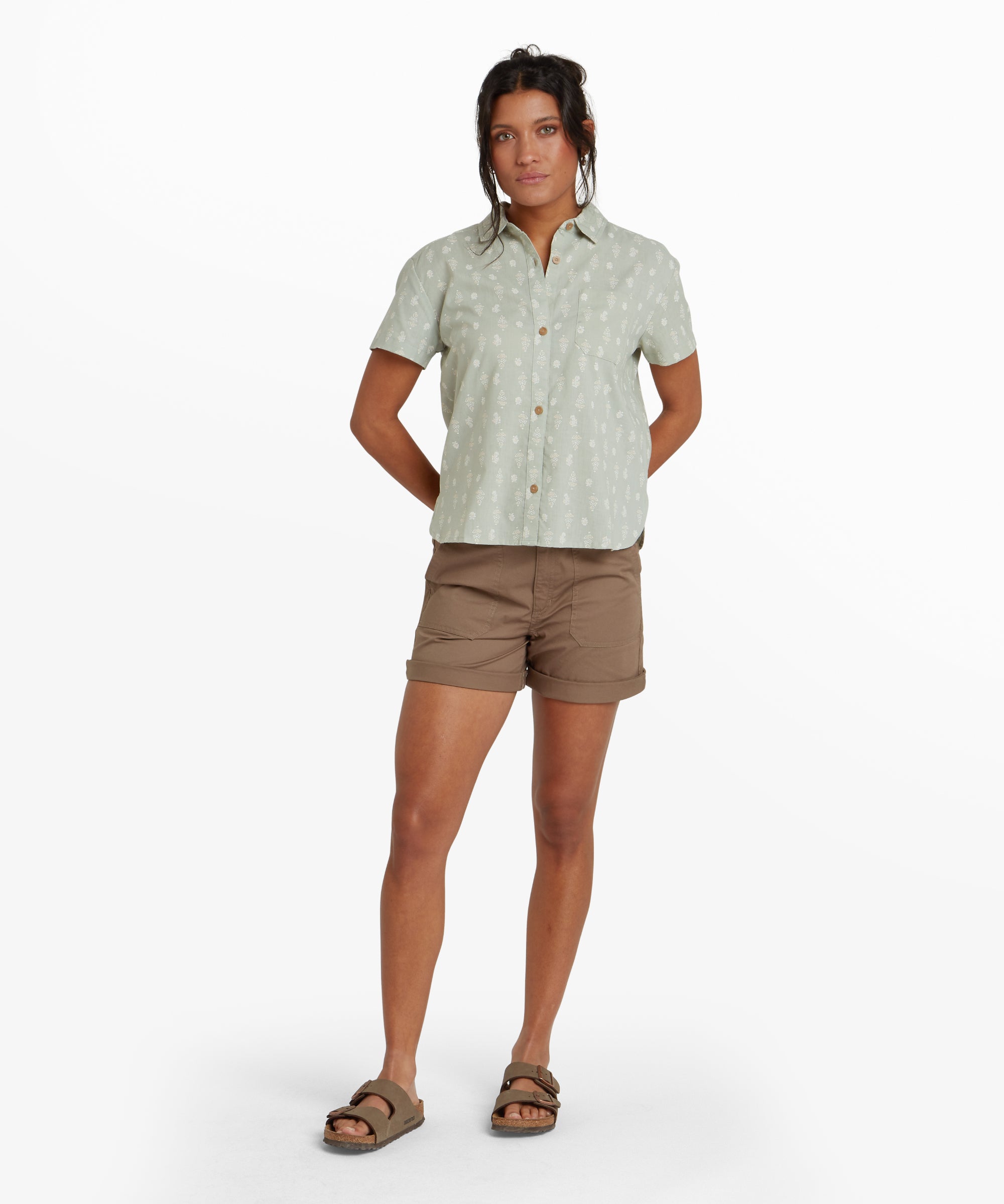 Jaya Camp Shirt - Celery Indi Blossom