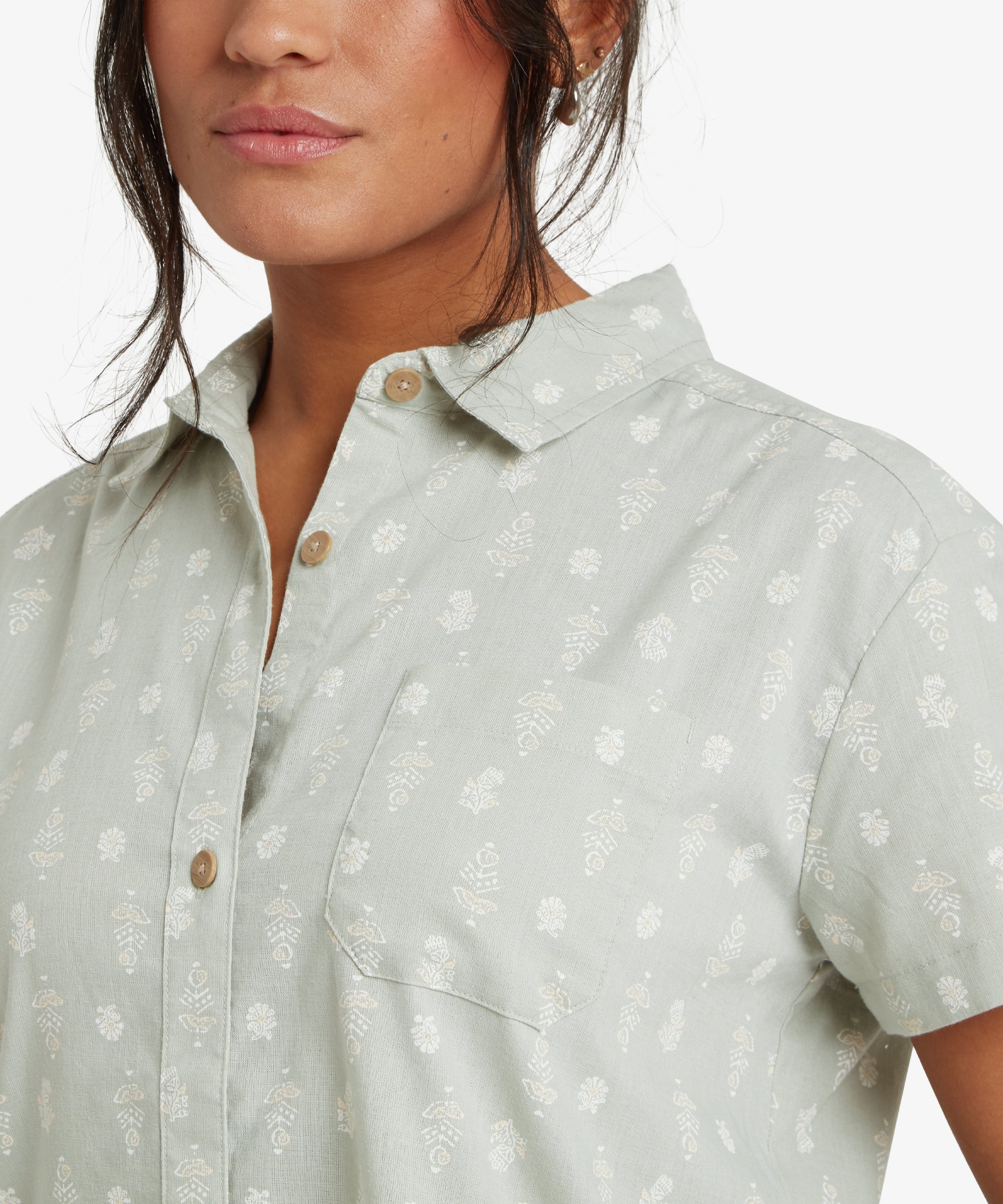 Jaya Camp Shirt - Celery Indi Blossom