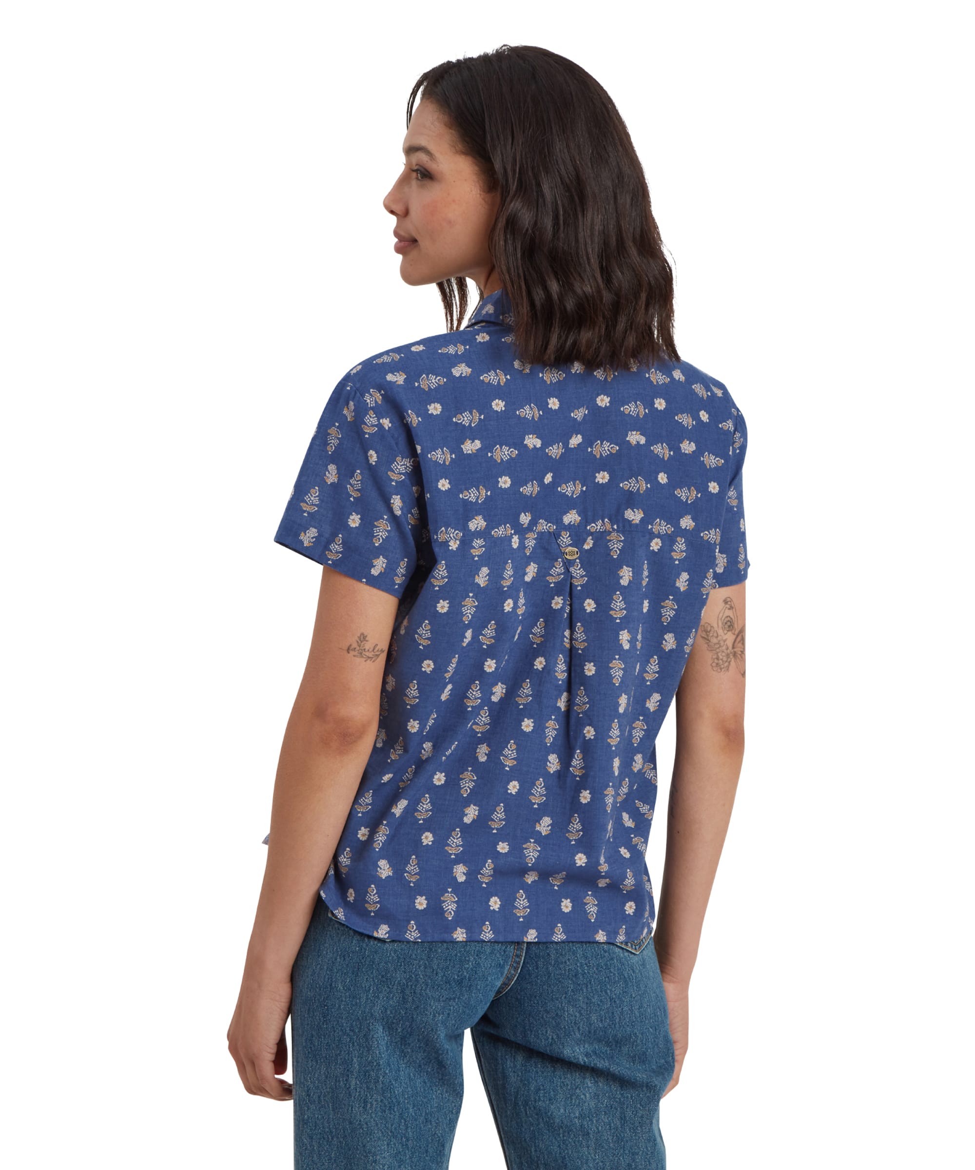 Jaya Camp Shirt - Seaport Blue Indi Blossom