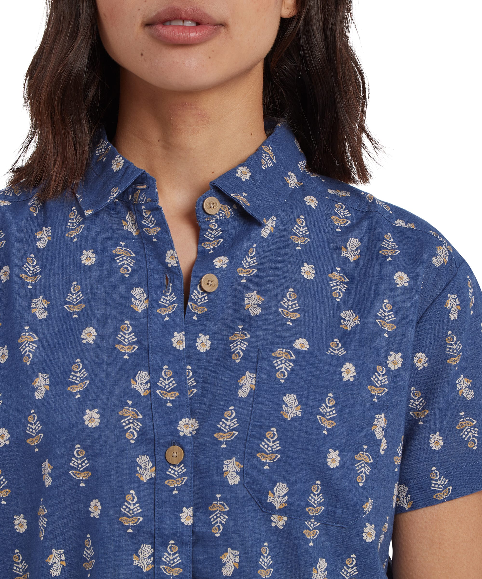 Jaya Camp Shirt - Seaport Blue Indi Blossom