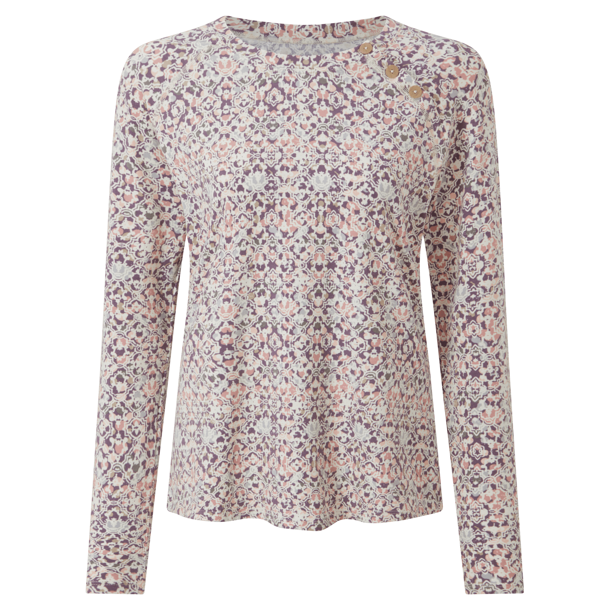 Kira Button Ls Top - Peetho Geo Print