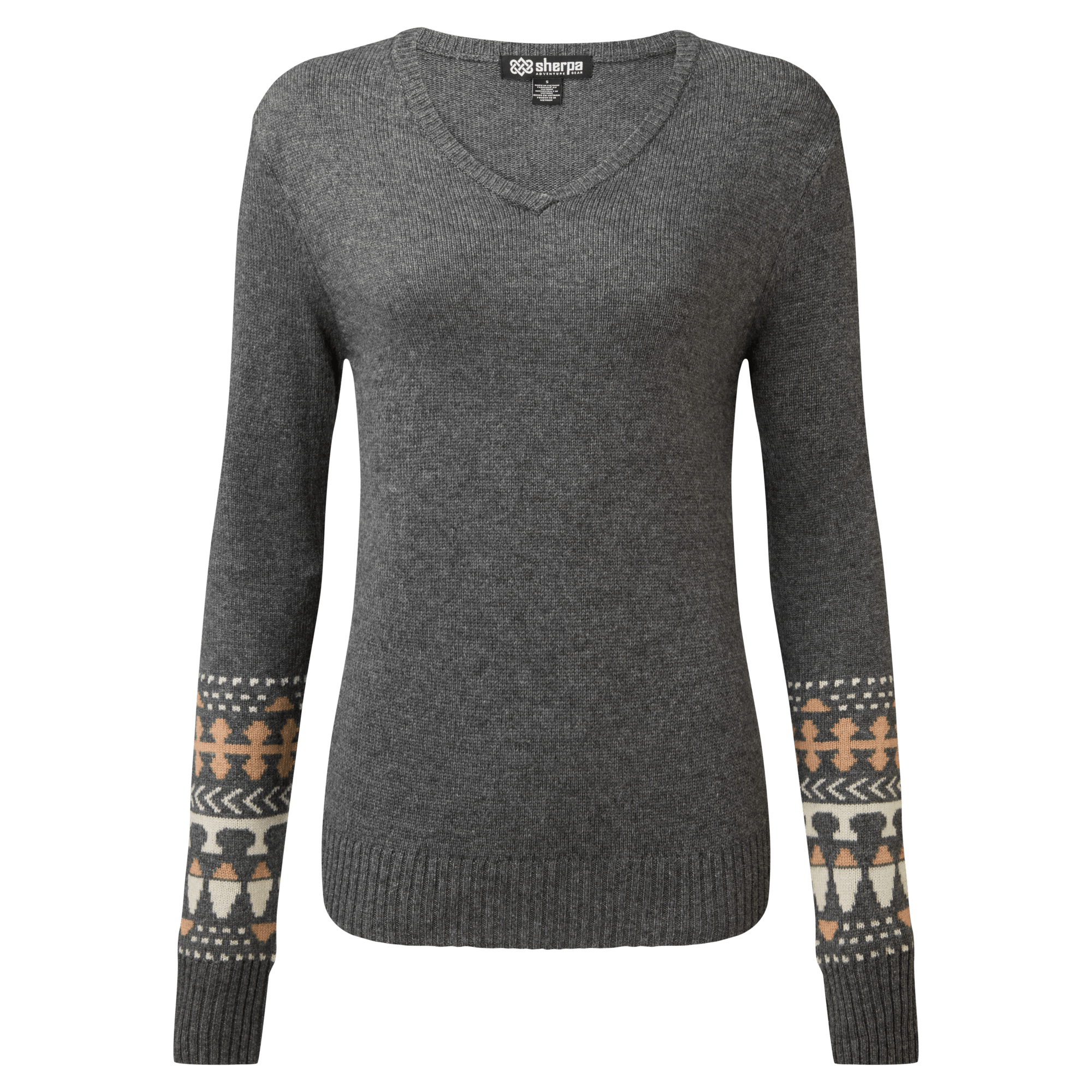 Maya-Pullover mit V-Ausschnitt – Kharani-Grau