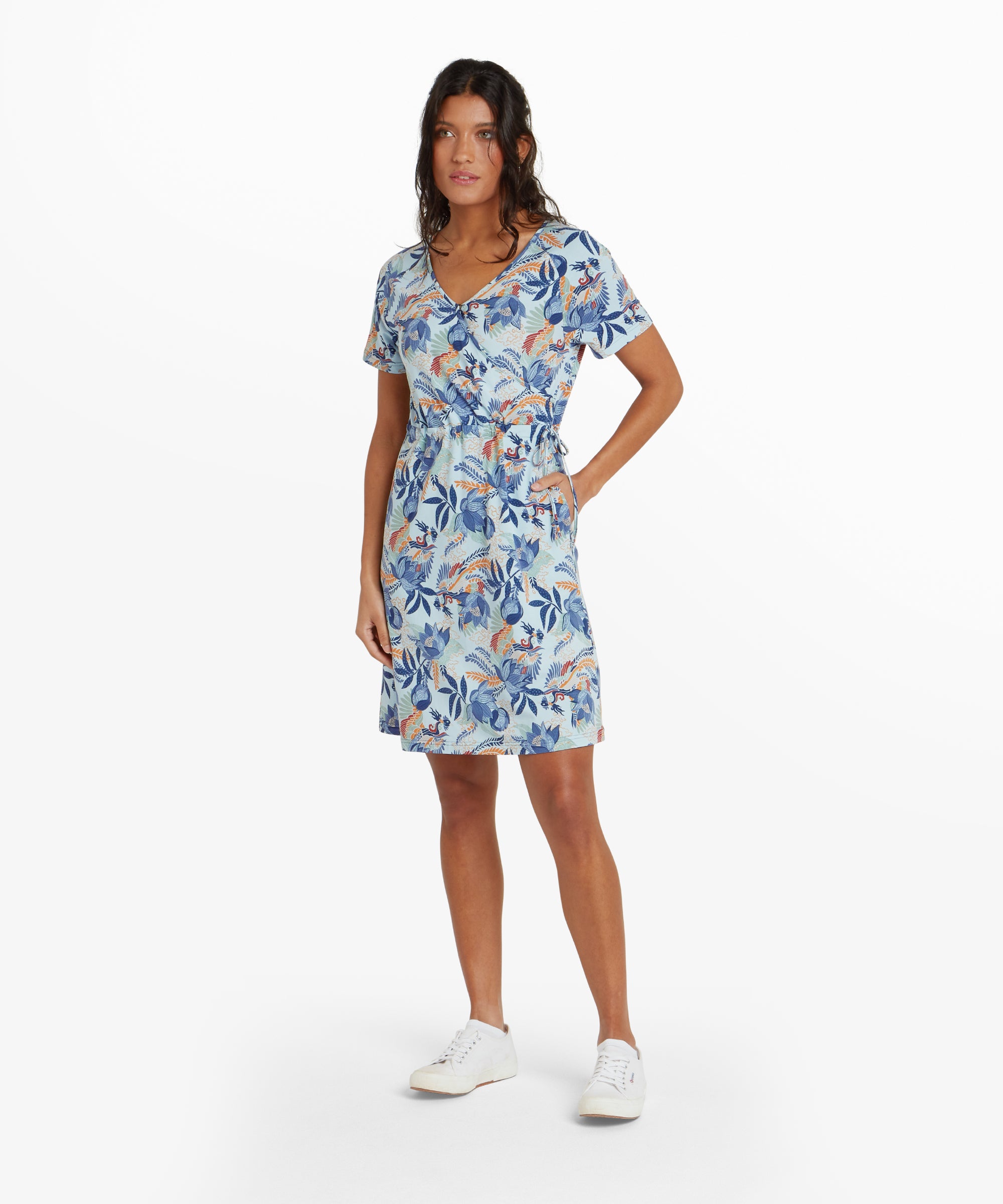 Neha Faux Wrap Dress - Seaport Blue Peacock