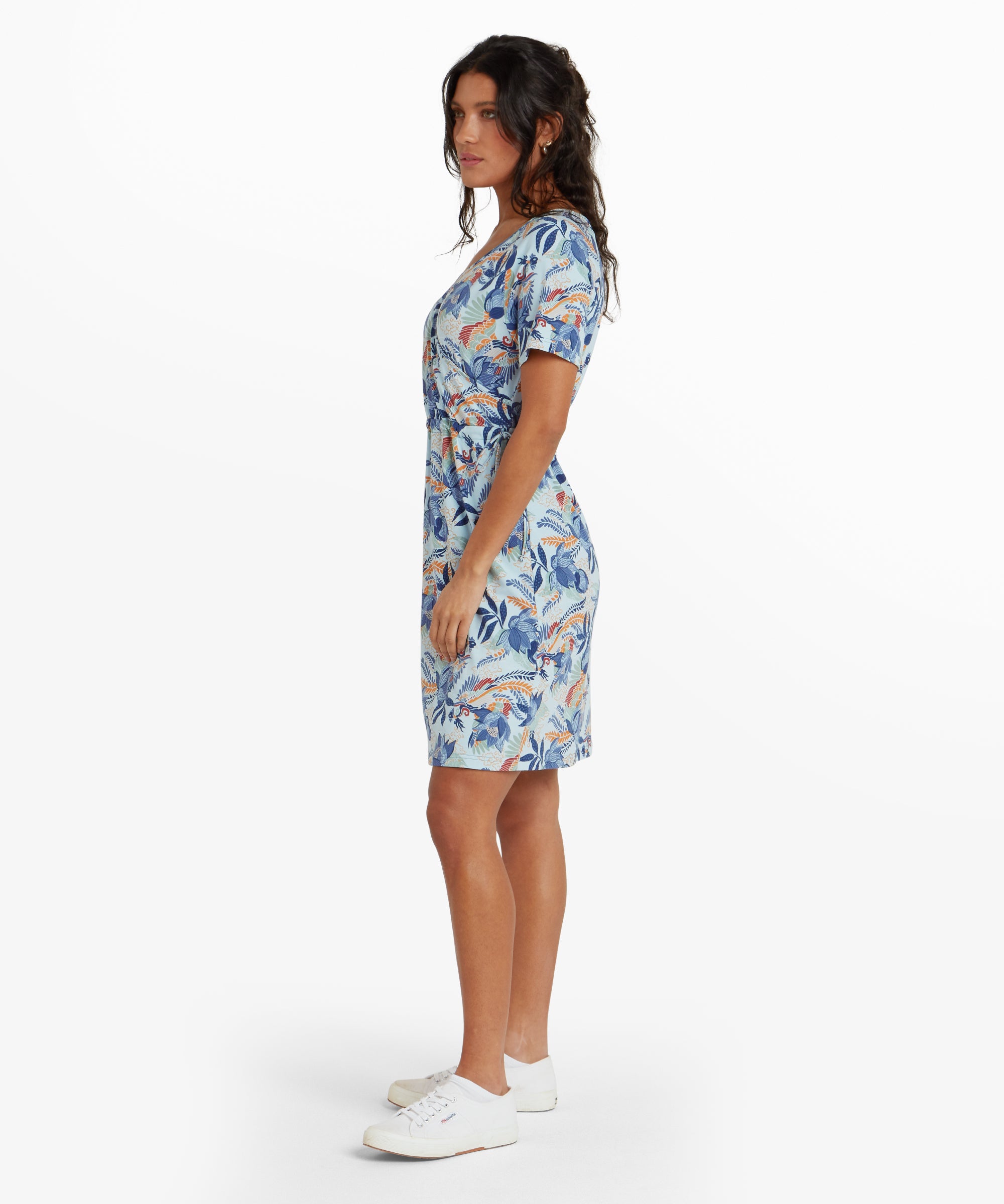 Neha Faux Wrap Dress - Seaport Blue Peacock