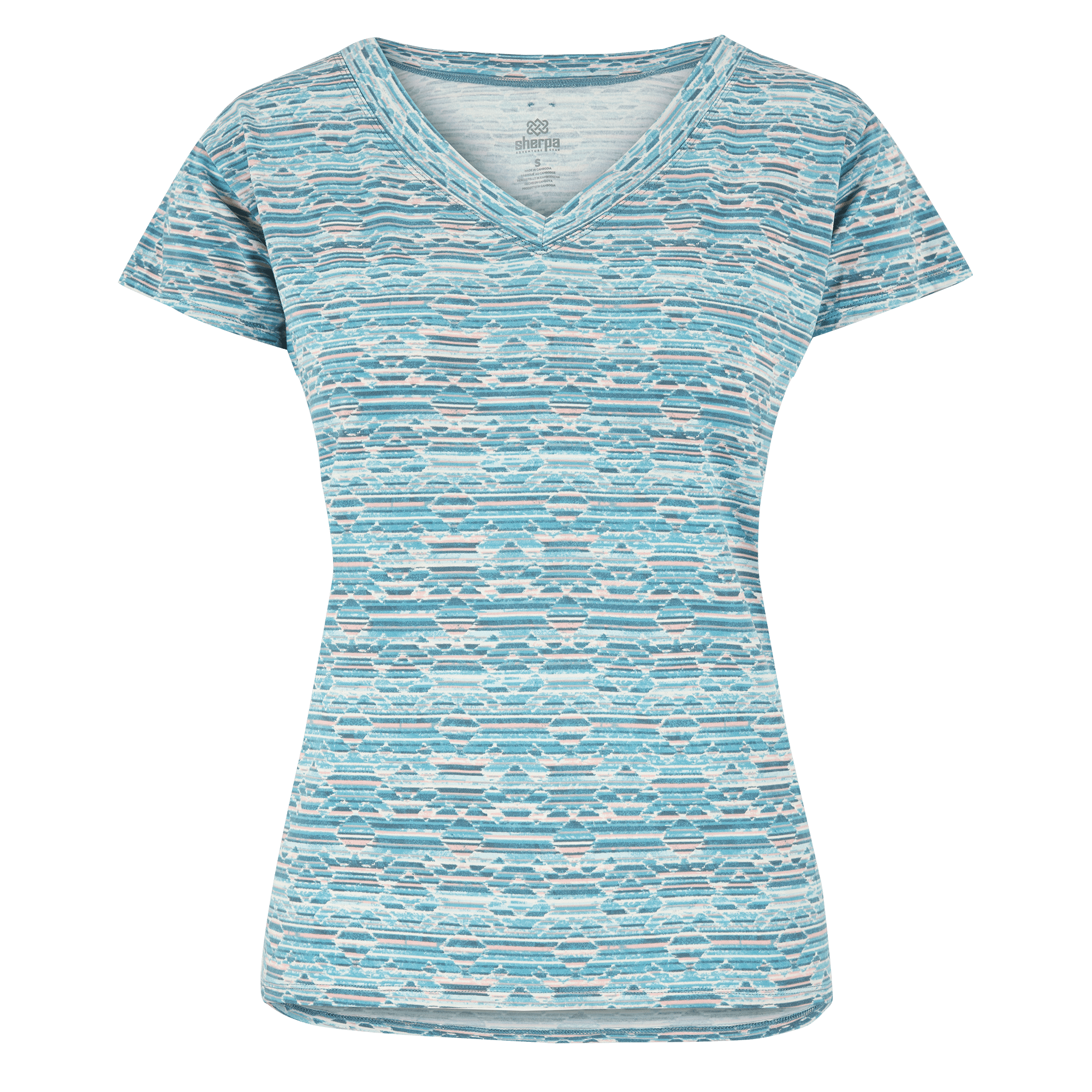 Neha V-Neck T-Shirt - Haze Tribal Geo