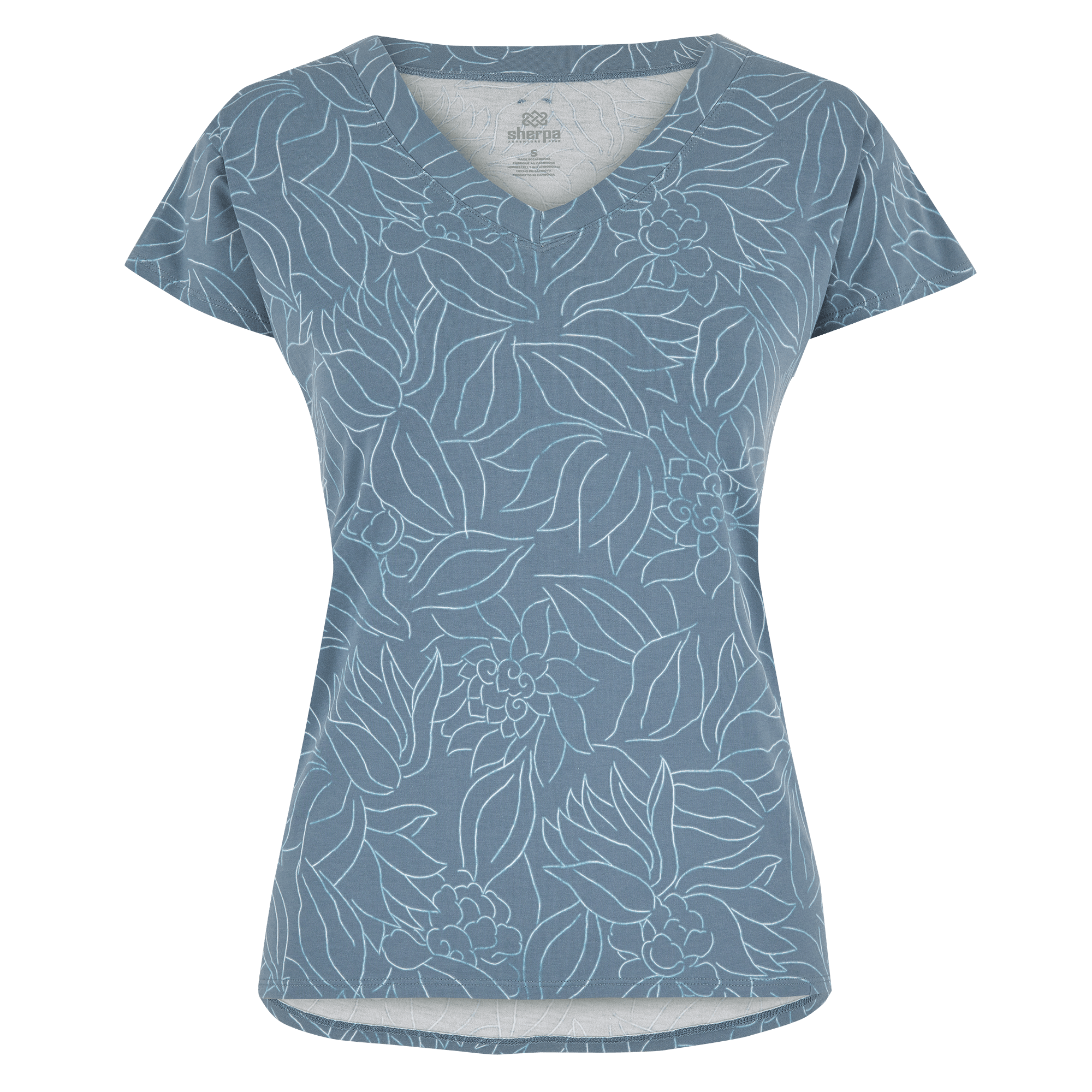 Neha V-Neck T-Shirt - Haze Leaf