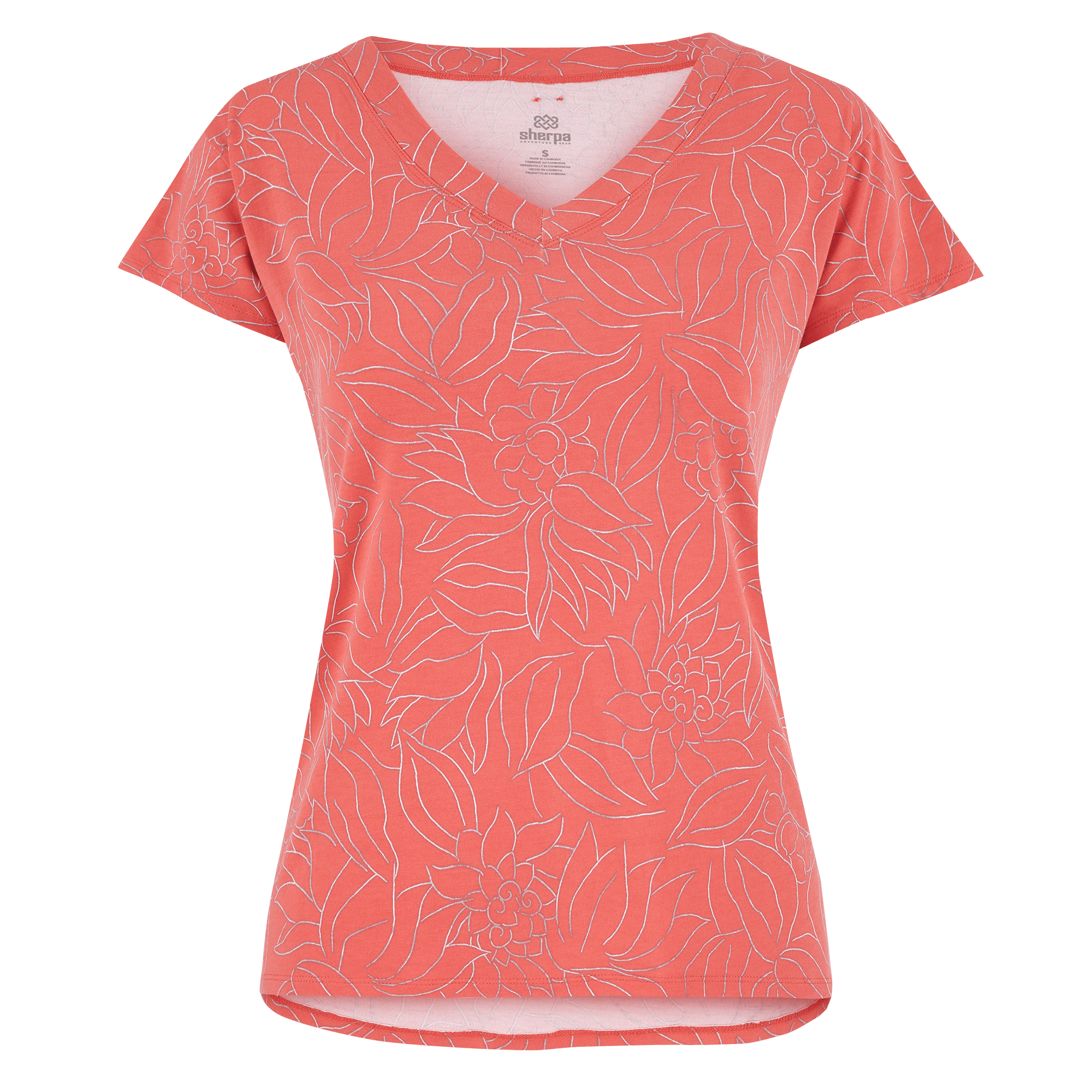 Neha V-Neck T-Shirt - Sorbet Leaf