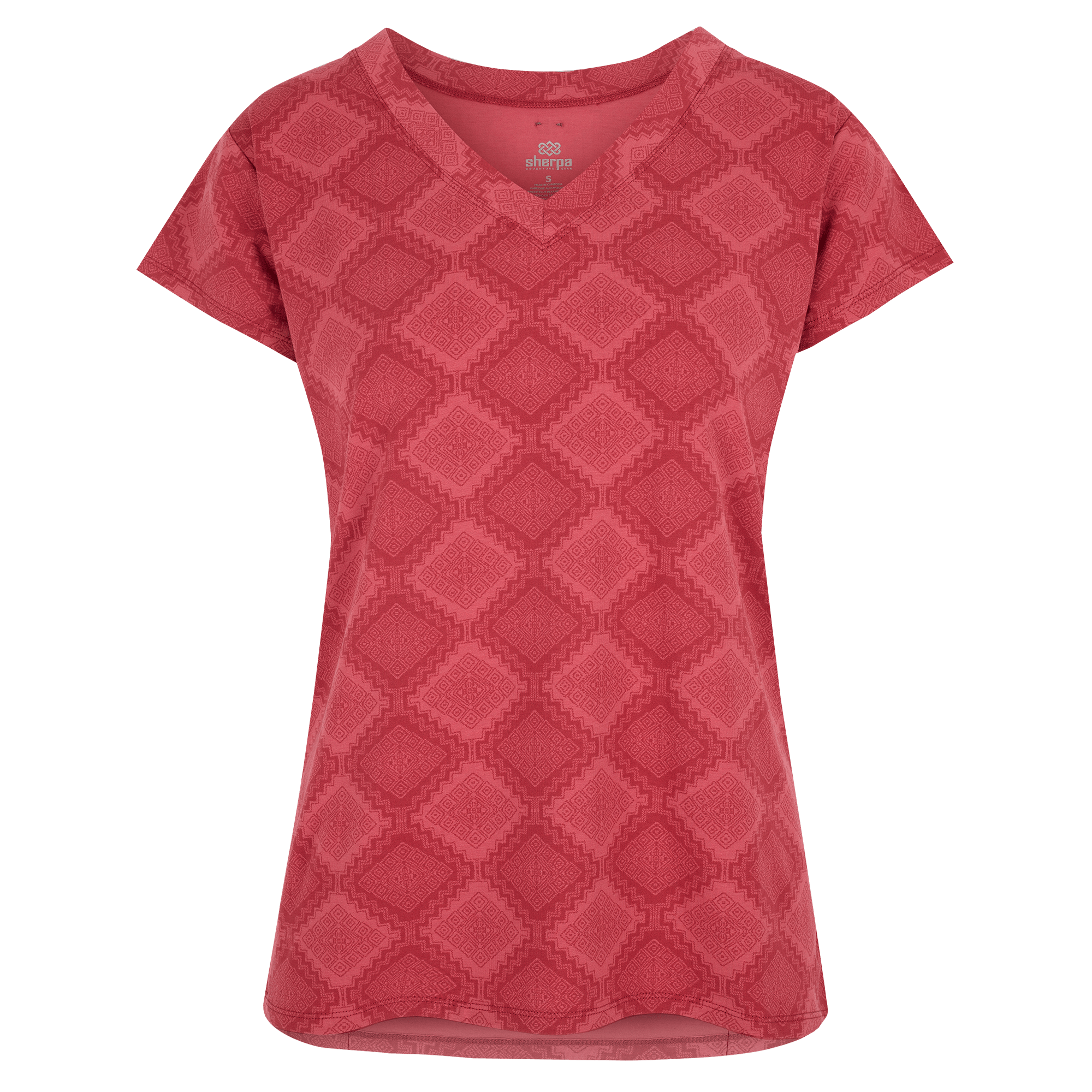 Neha V-Neck T-Shirt - Mineral Red Barely There