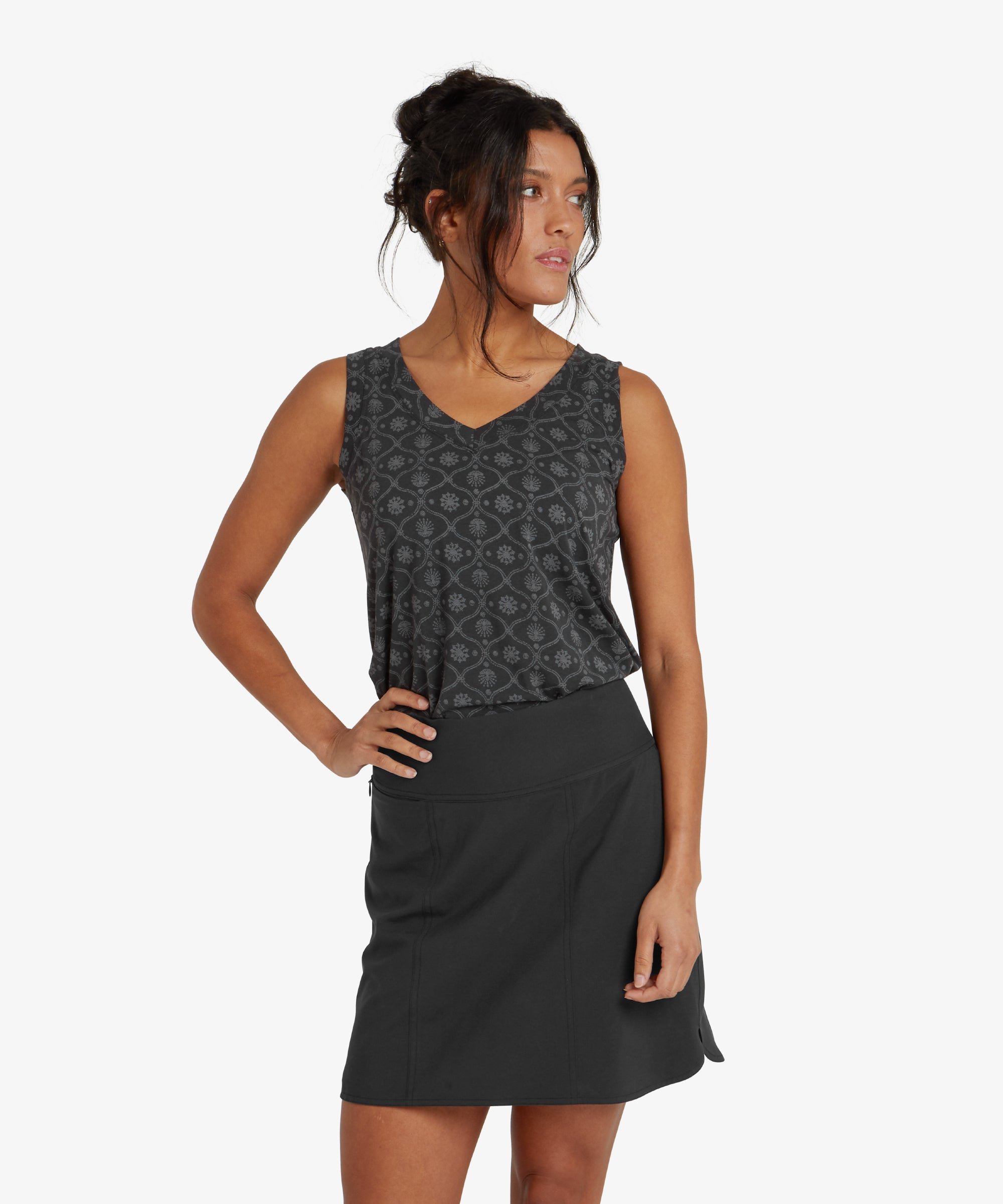 Neha V-Neck Tank Top - Black Sublime