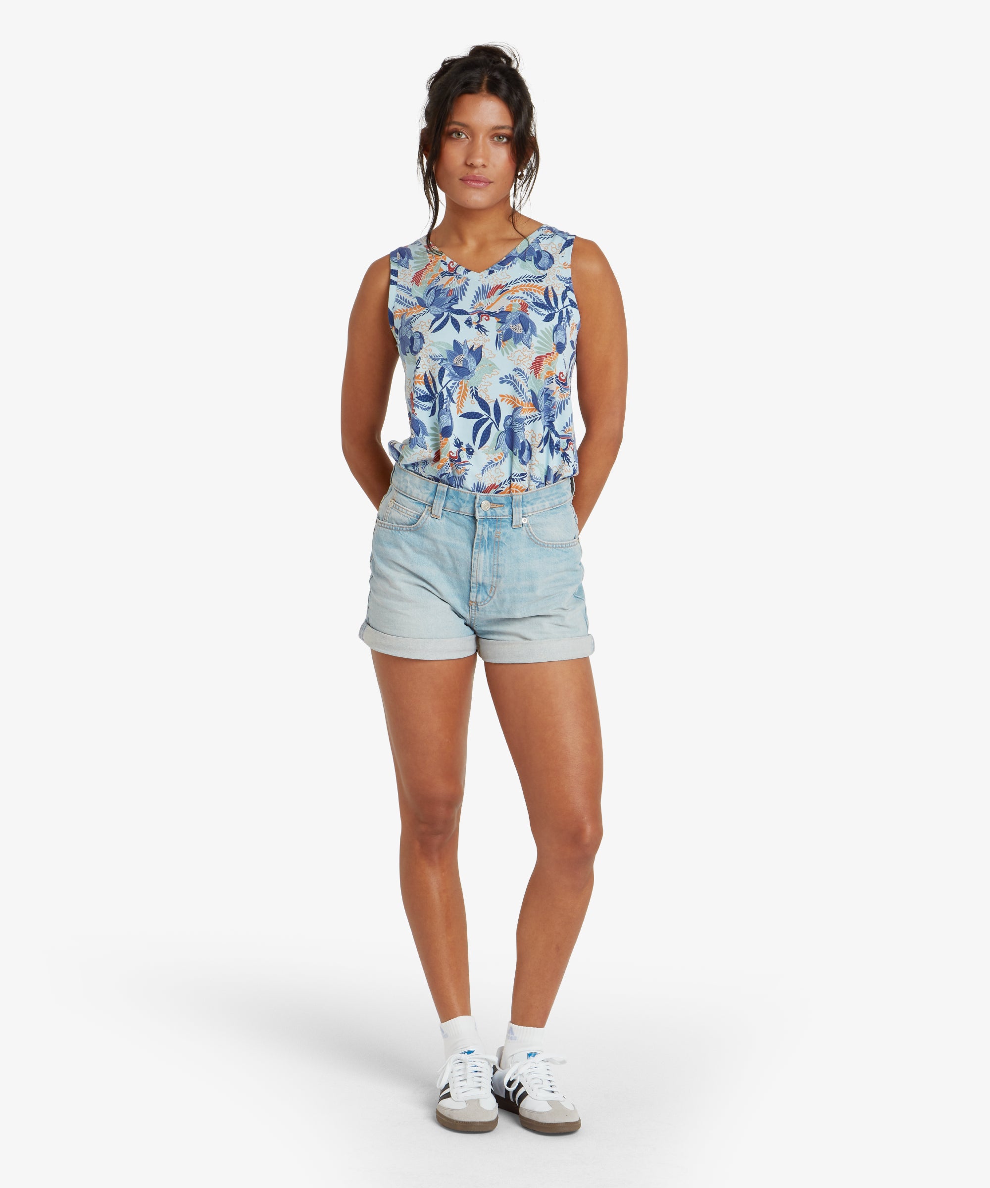 Neha Tanktop mit V-Ausschnitt - Seaport Blue Peacock