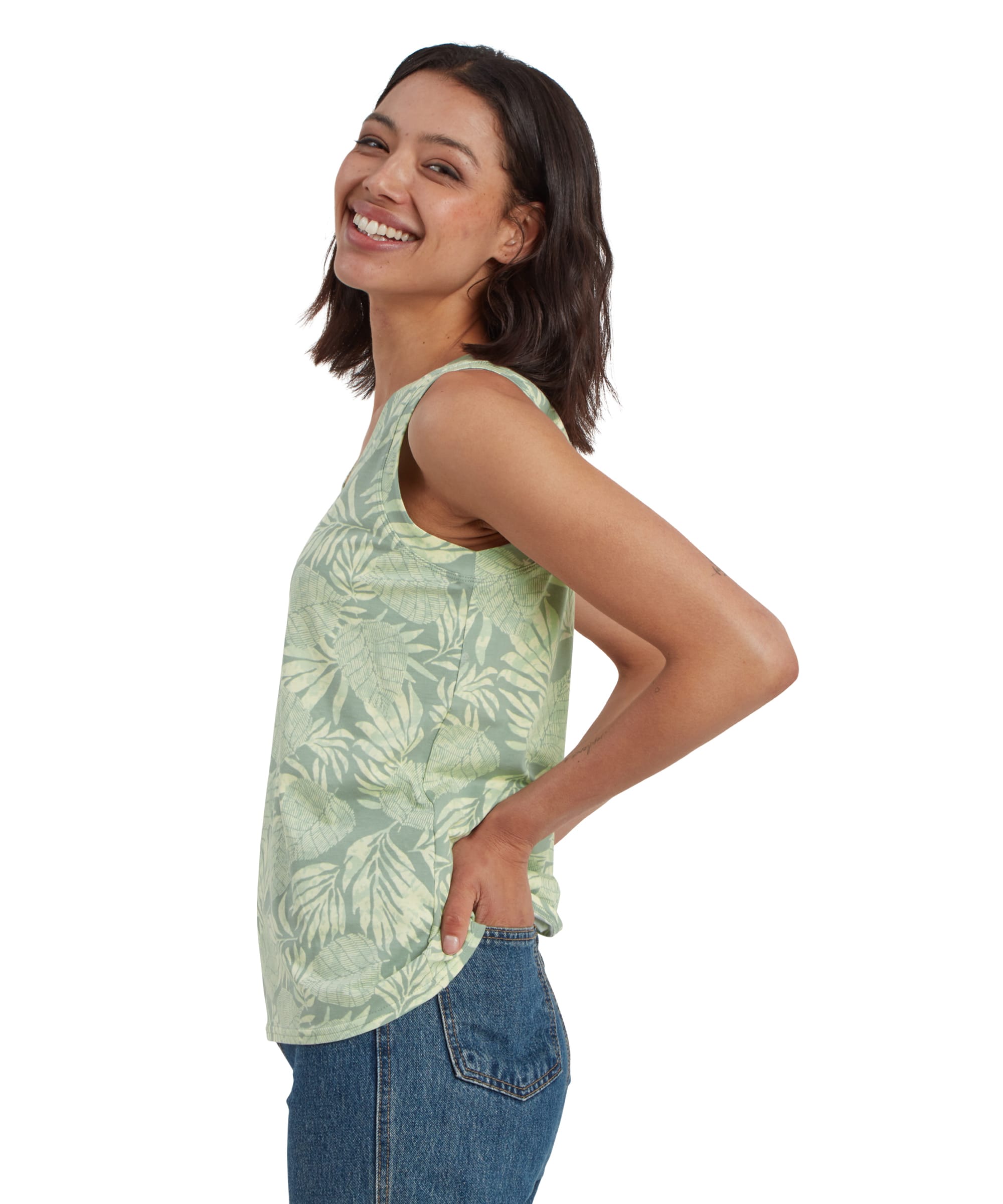 Neha V-Neck Tank Top - Celery Bhodi Leaf