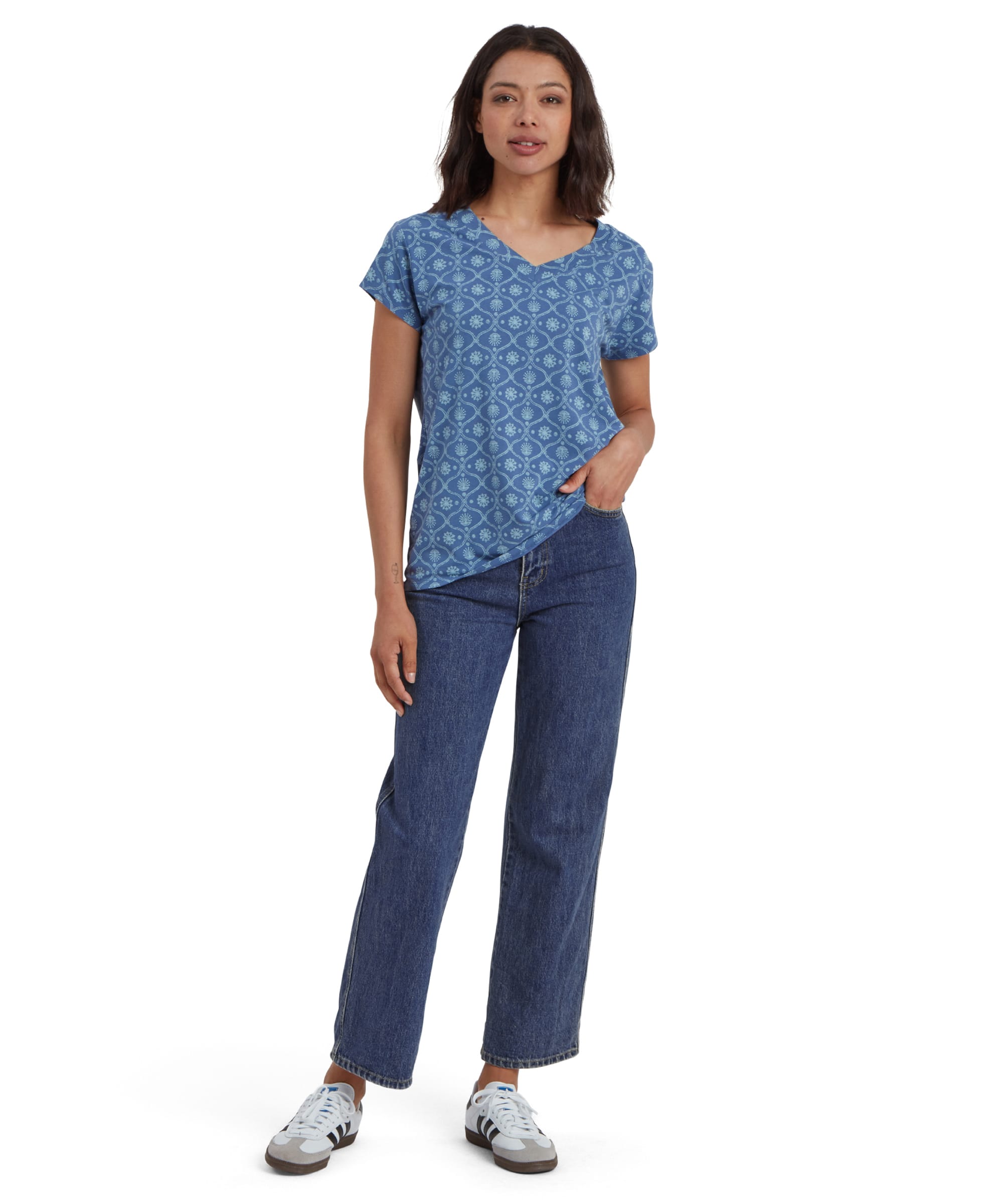 Neha V-Neck T-Shirt - Seaport Blue Sublime