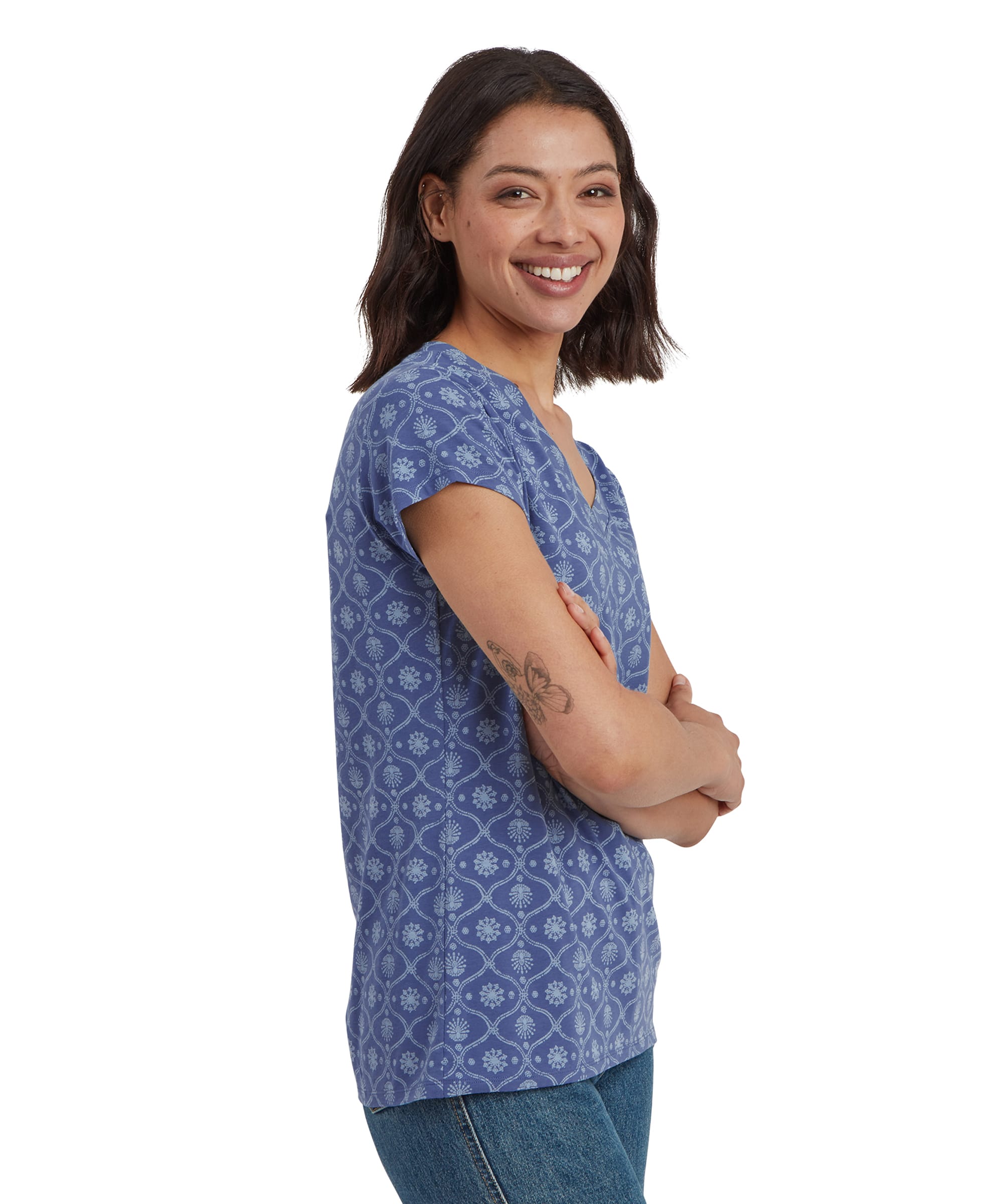 Neha V-Neck T-Shirt - Seaport Blue Sublime