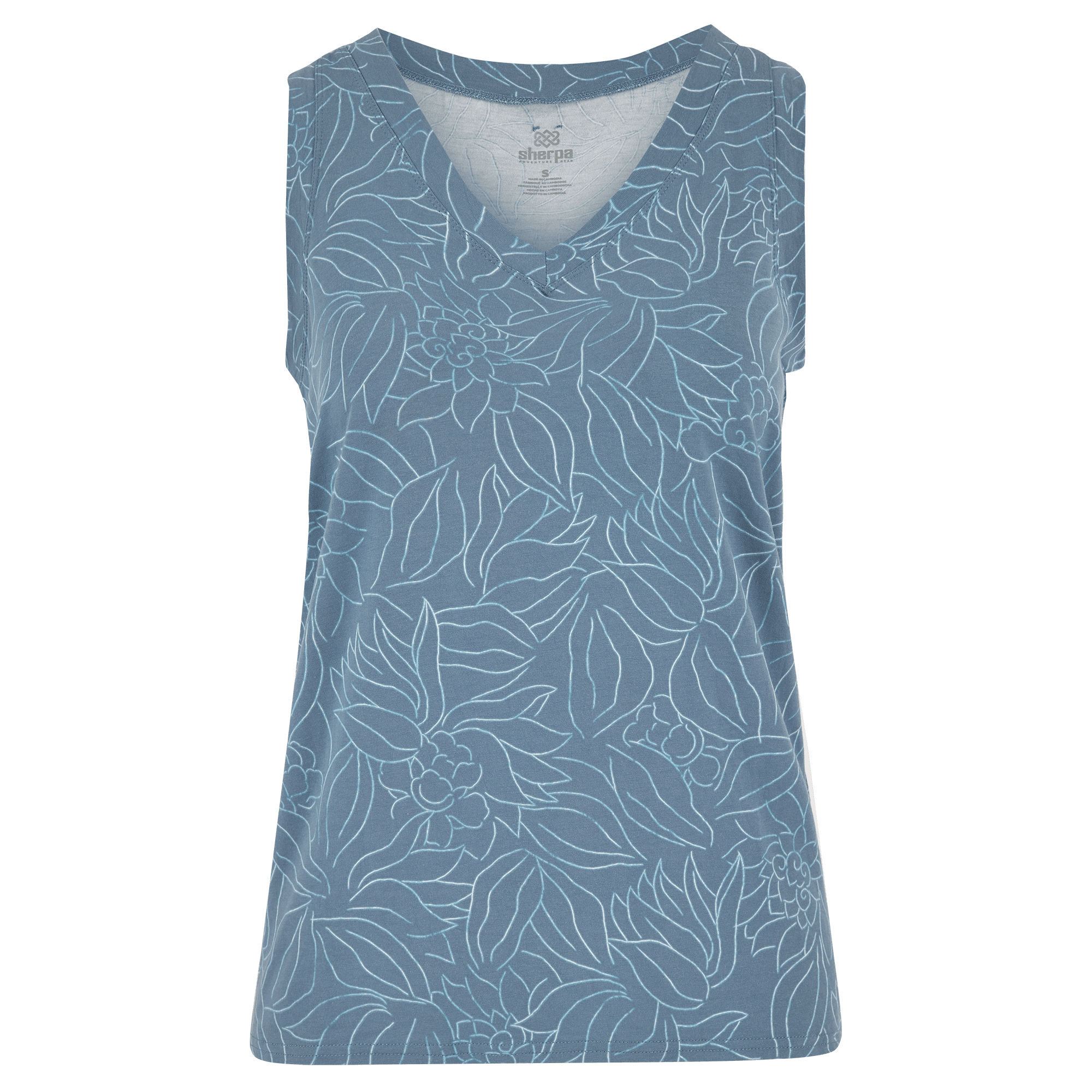 Neha V-Neck Tank Top - Haze Leaf