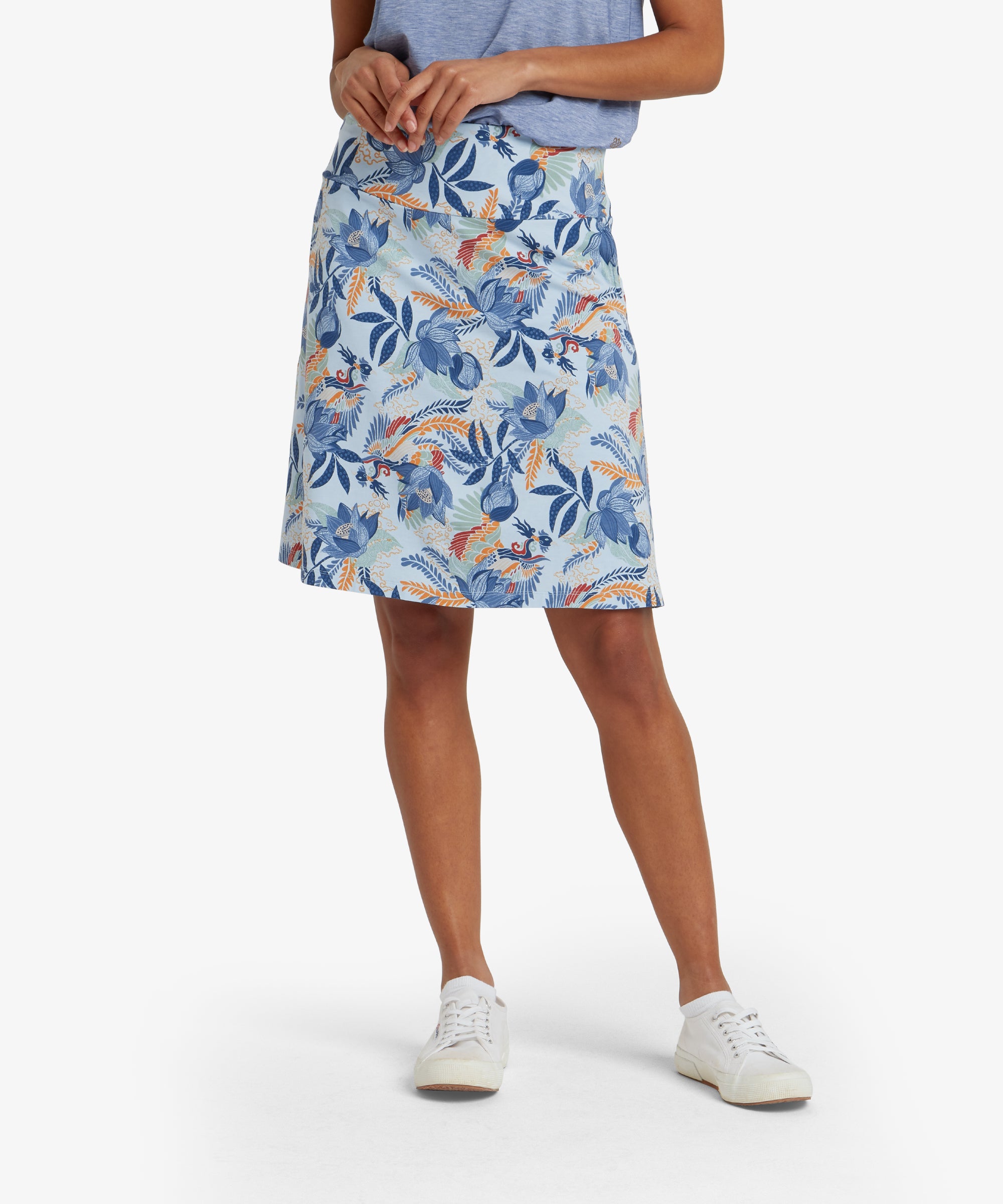 Padma Pull On Skirt - Seaport Blue Peacock