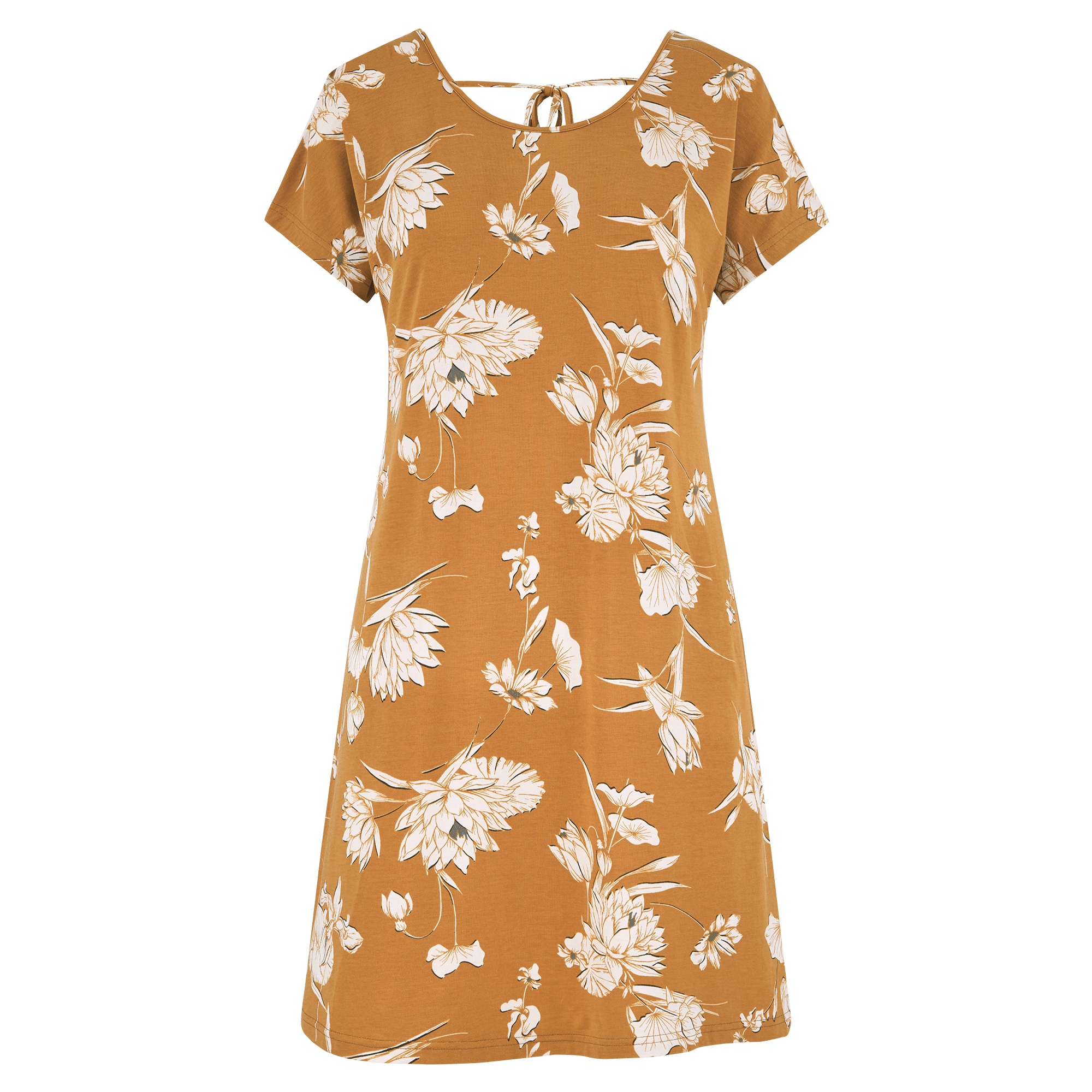 Padma Kleid mit Bindeband hinten - Karamell-Lotus