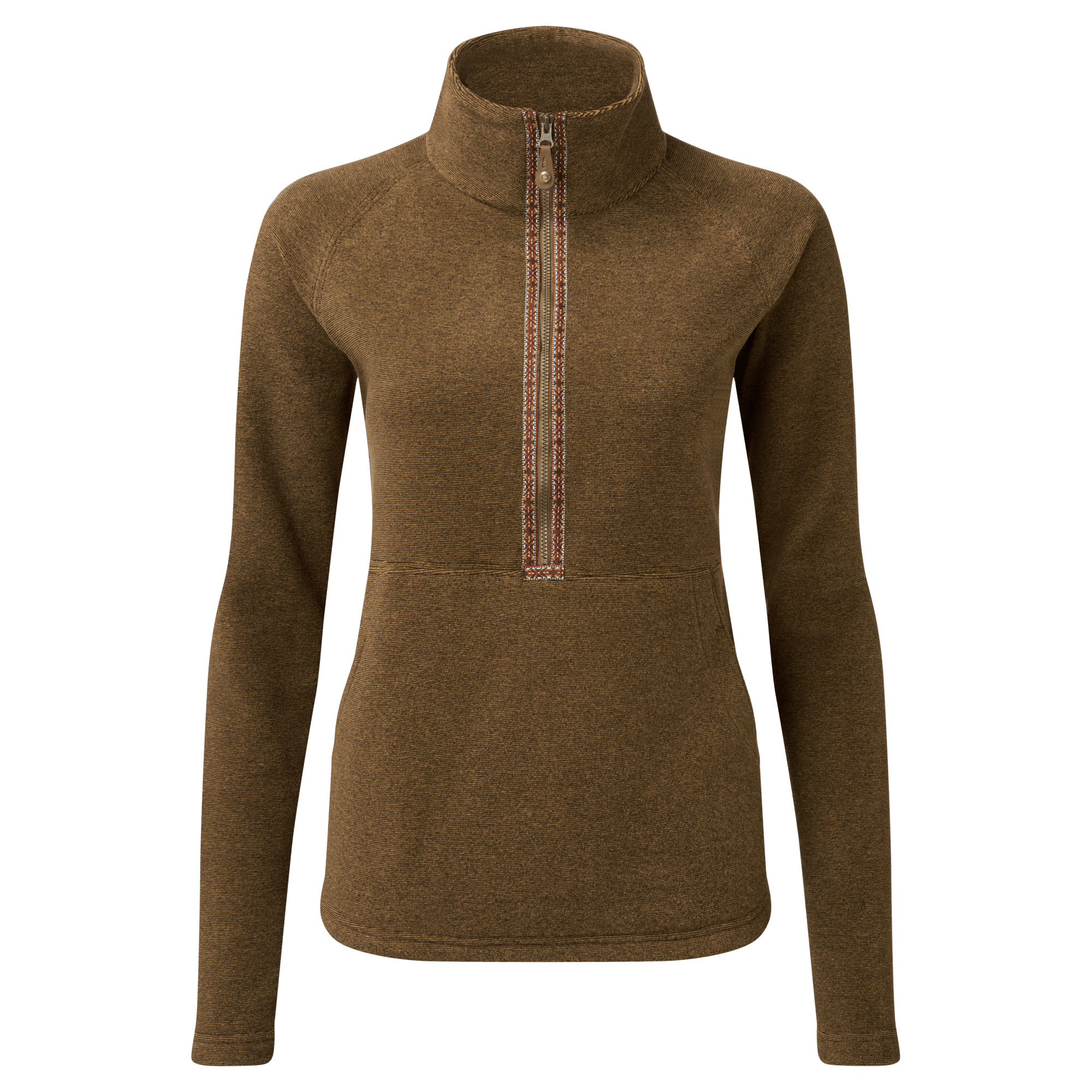 Rolpa Pullover mit halbem Reißverschluss - Karamell