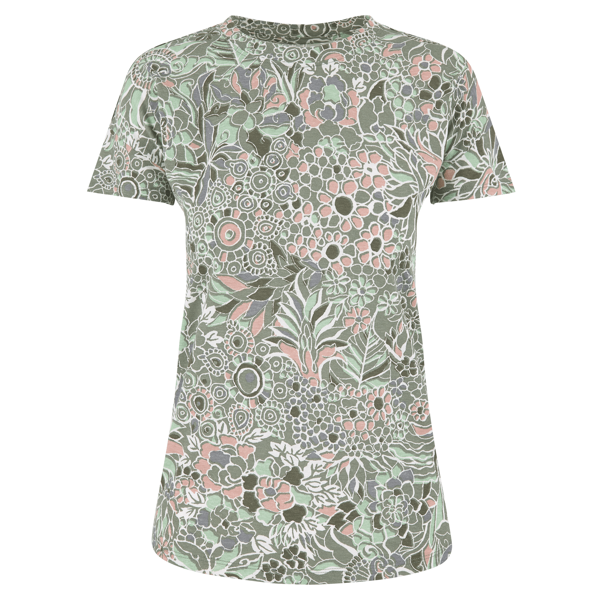 Varuna Kurzarm-Rundhalsshirt - Thymian-Phula-Druck