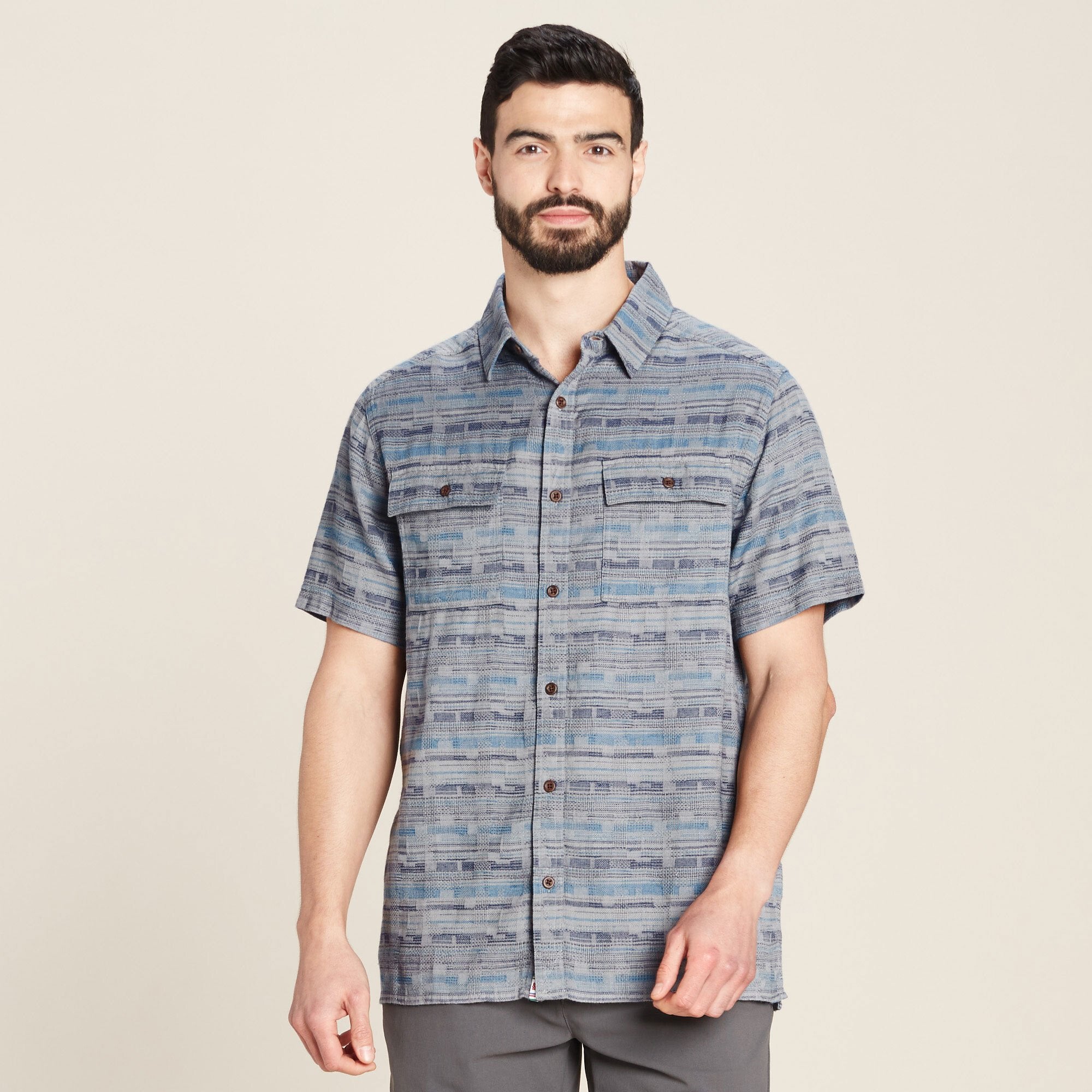 Tharu Journey Short Sleeve Shirt - Neelo Blue Blocks