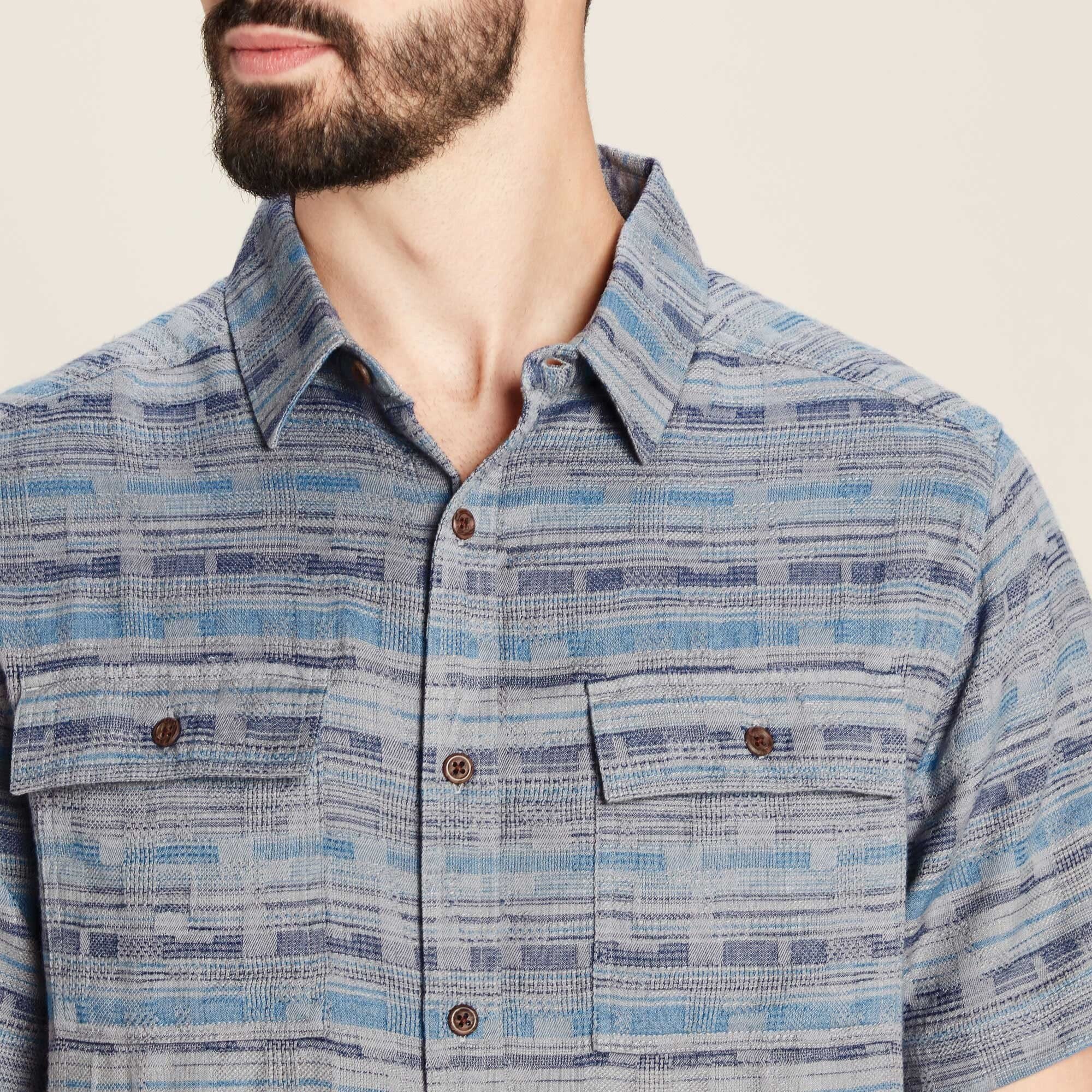 Tharu Journey Short Sleeve Shirt - Neelo Blue Blocks