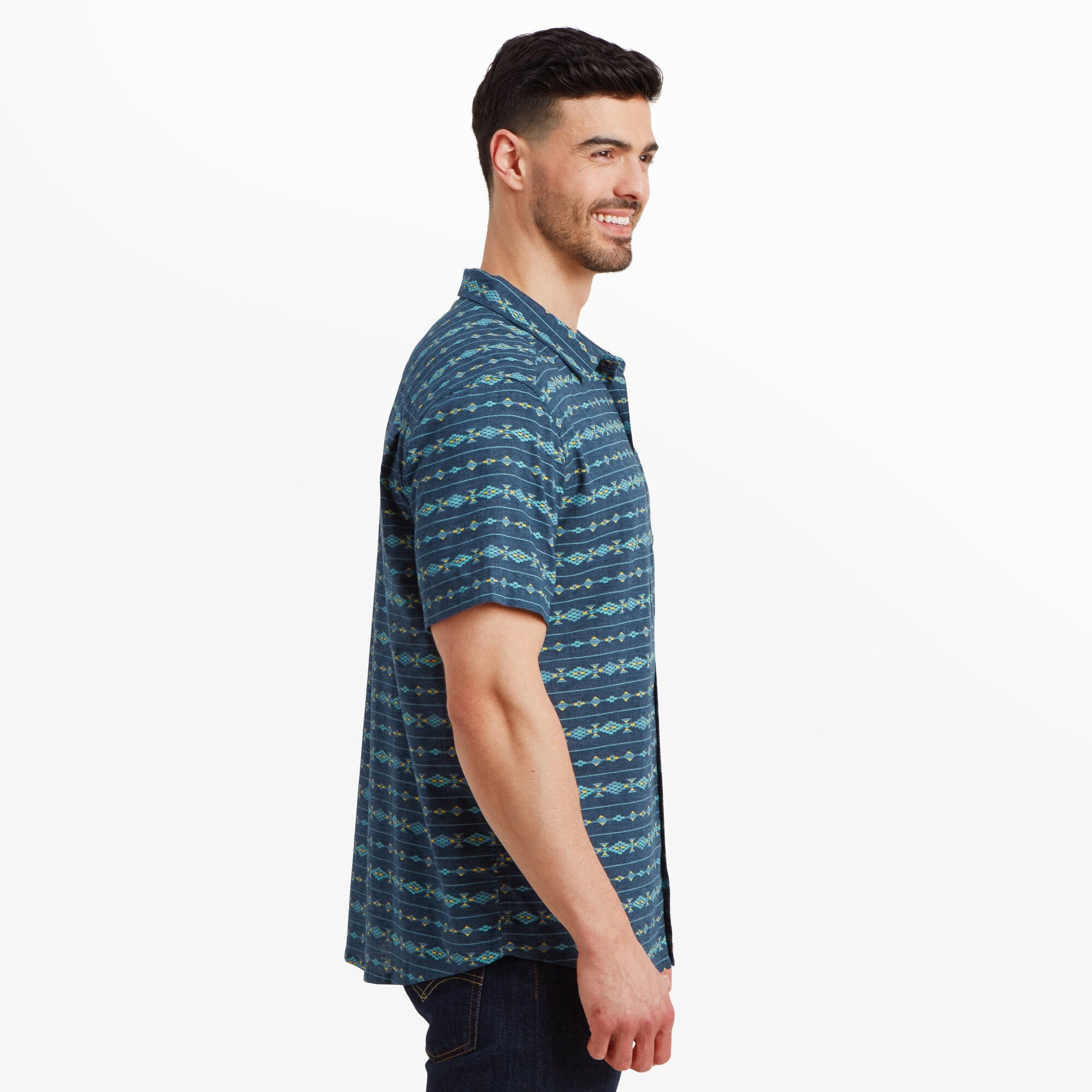 Bagmati Stripe Short Sleeve Shirt - Neelo Blue