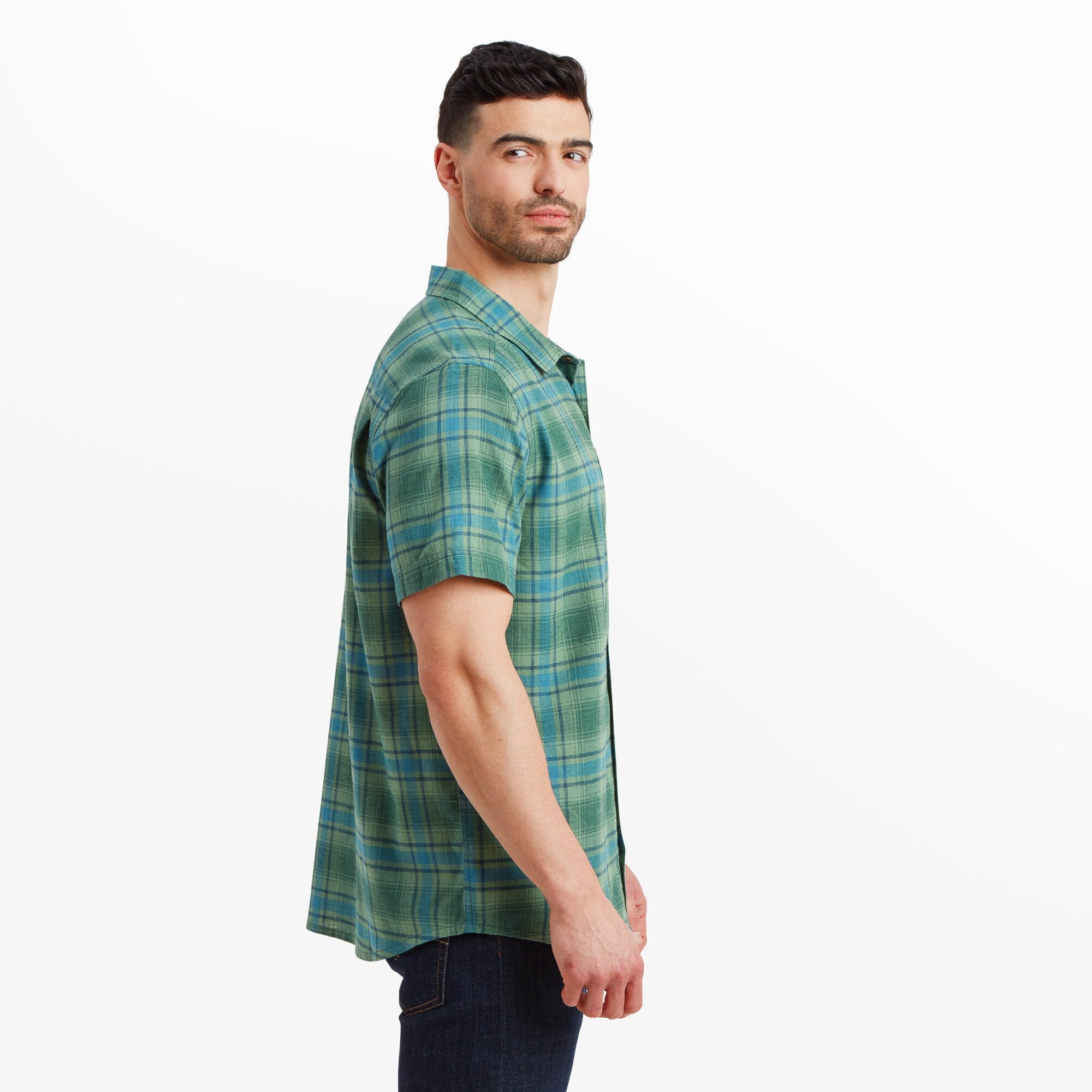 Faneel Plaid Short Sleeve Shirt - Forest