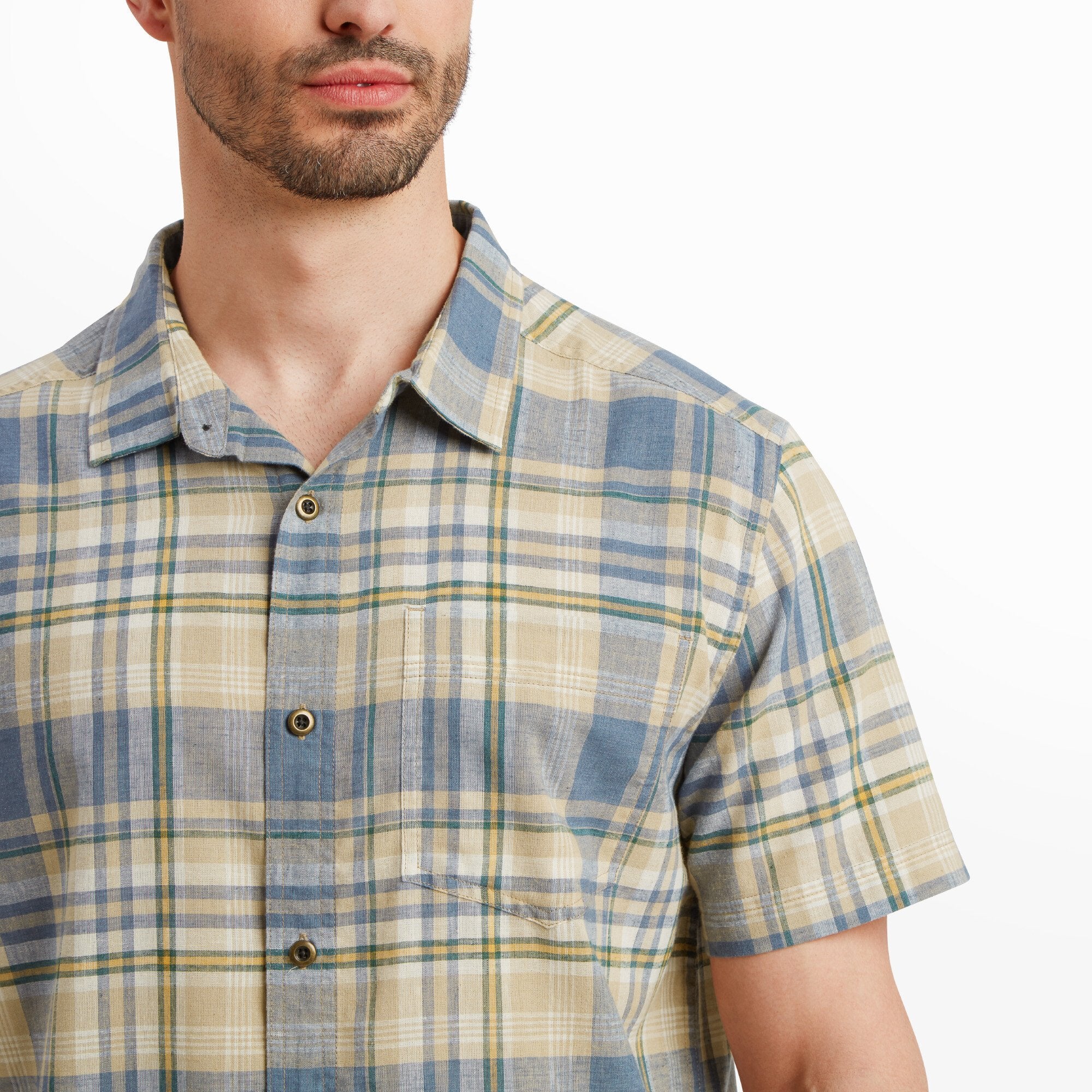 Hosh Plaid Short Sleeve Shirt - Bardiya Sand