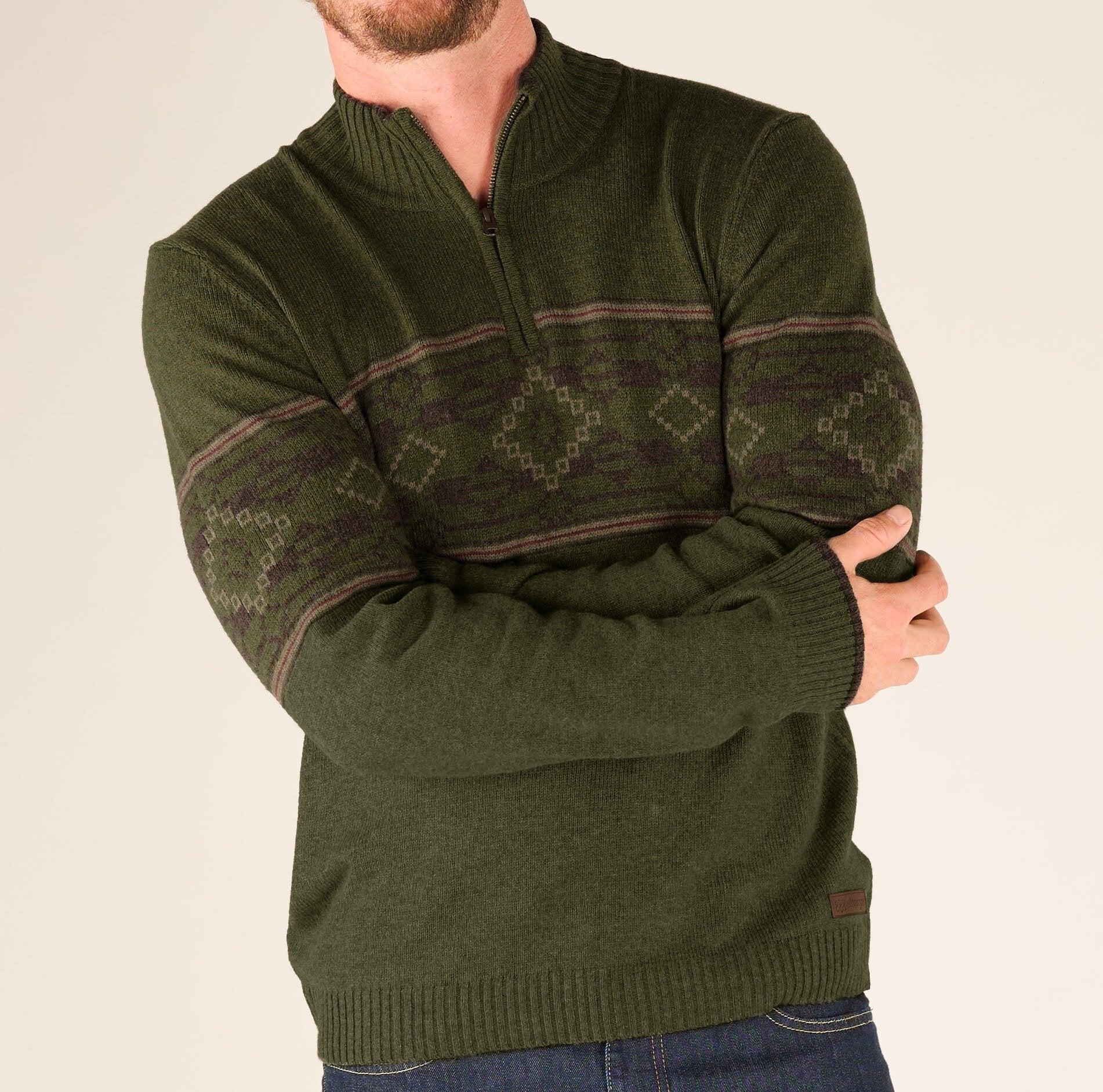 Tej Eco Quarter Zip Sweater - Evergreen