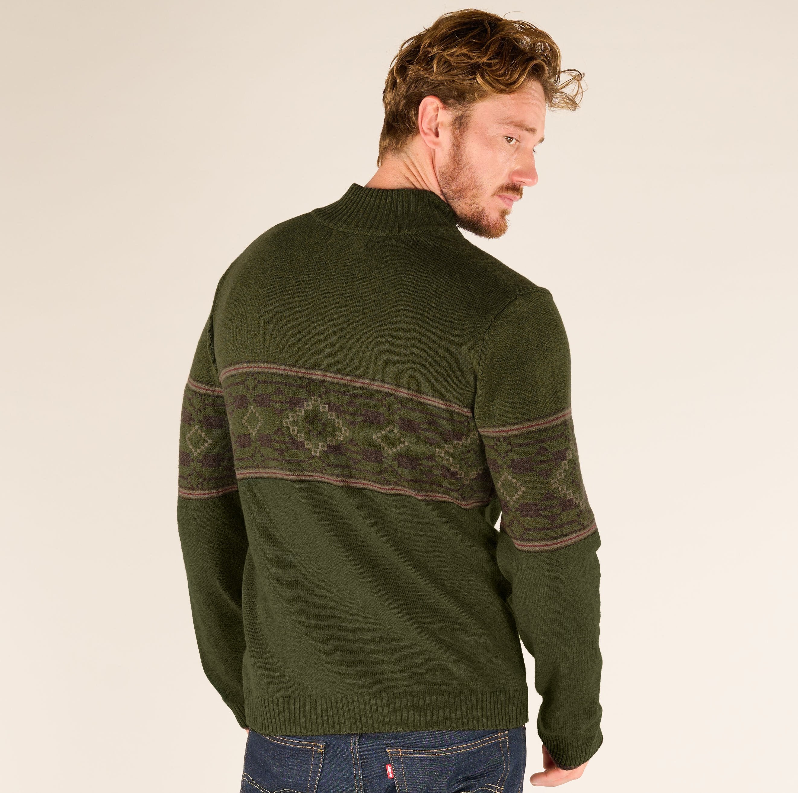 Tej Eco Quarter Zip Sweater - Evergreen