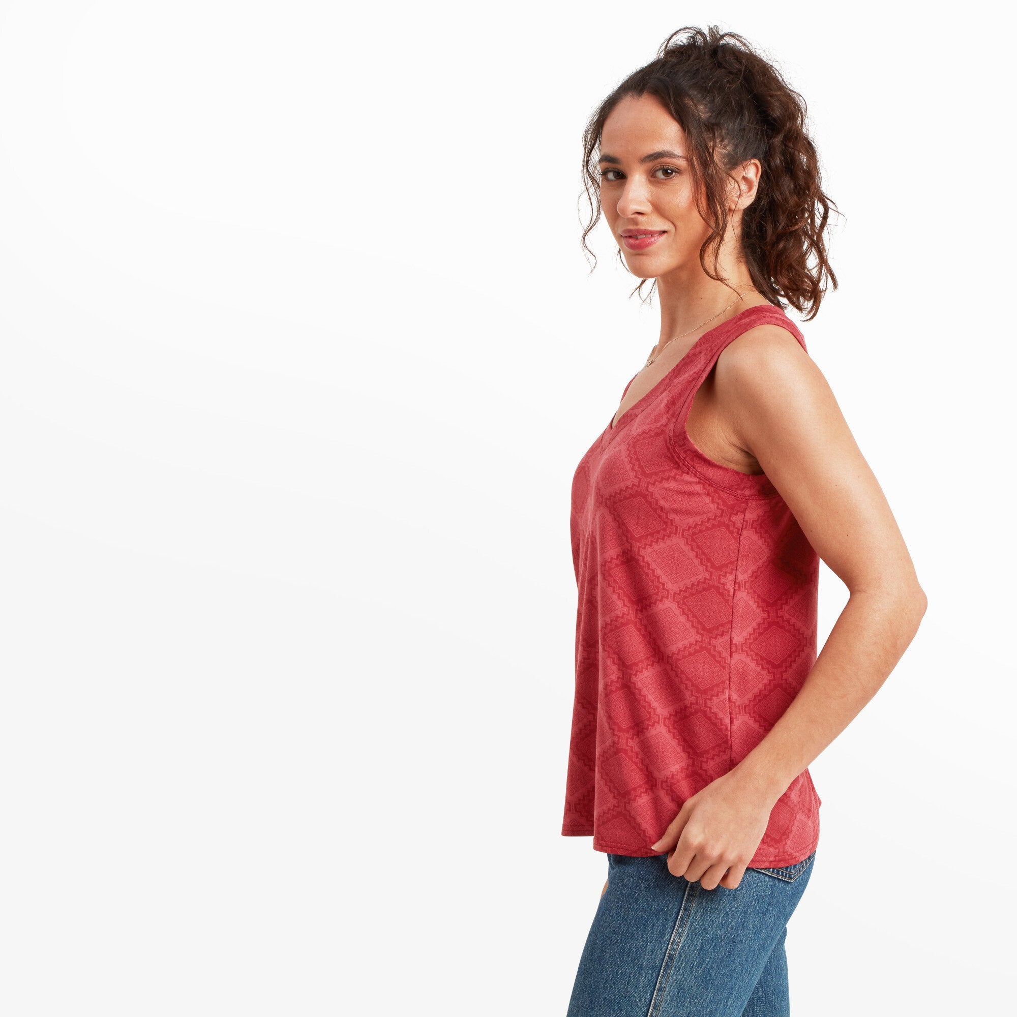 Neha V-Neck Tank Top - Mineral Red Barely There