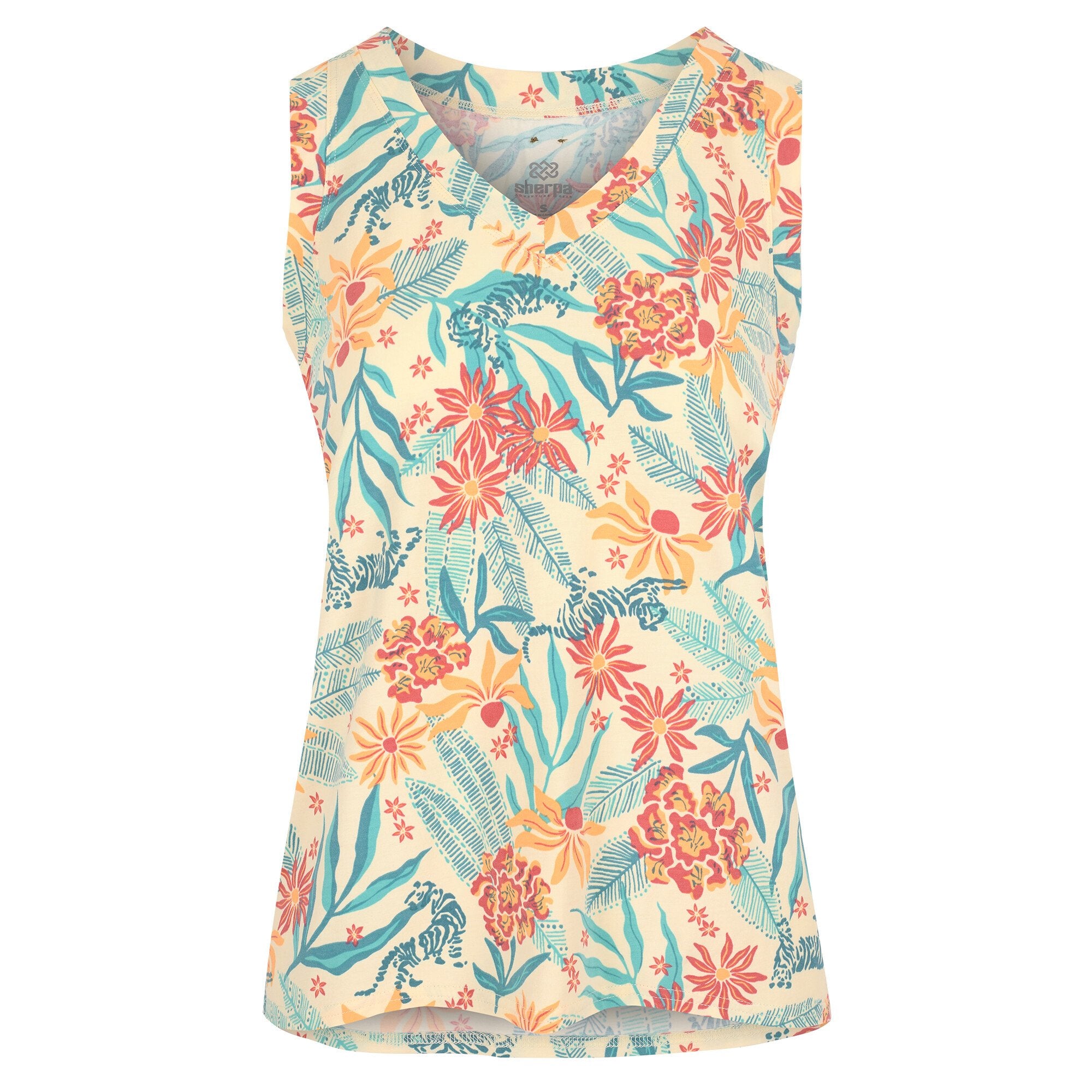 Neha V-Neck Tank Top - Peetho Tiger Floral