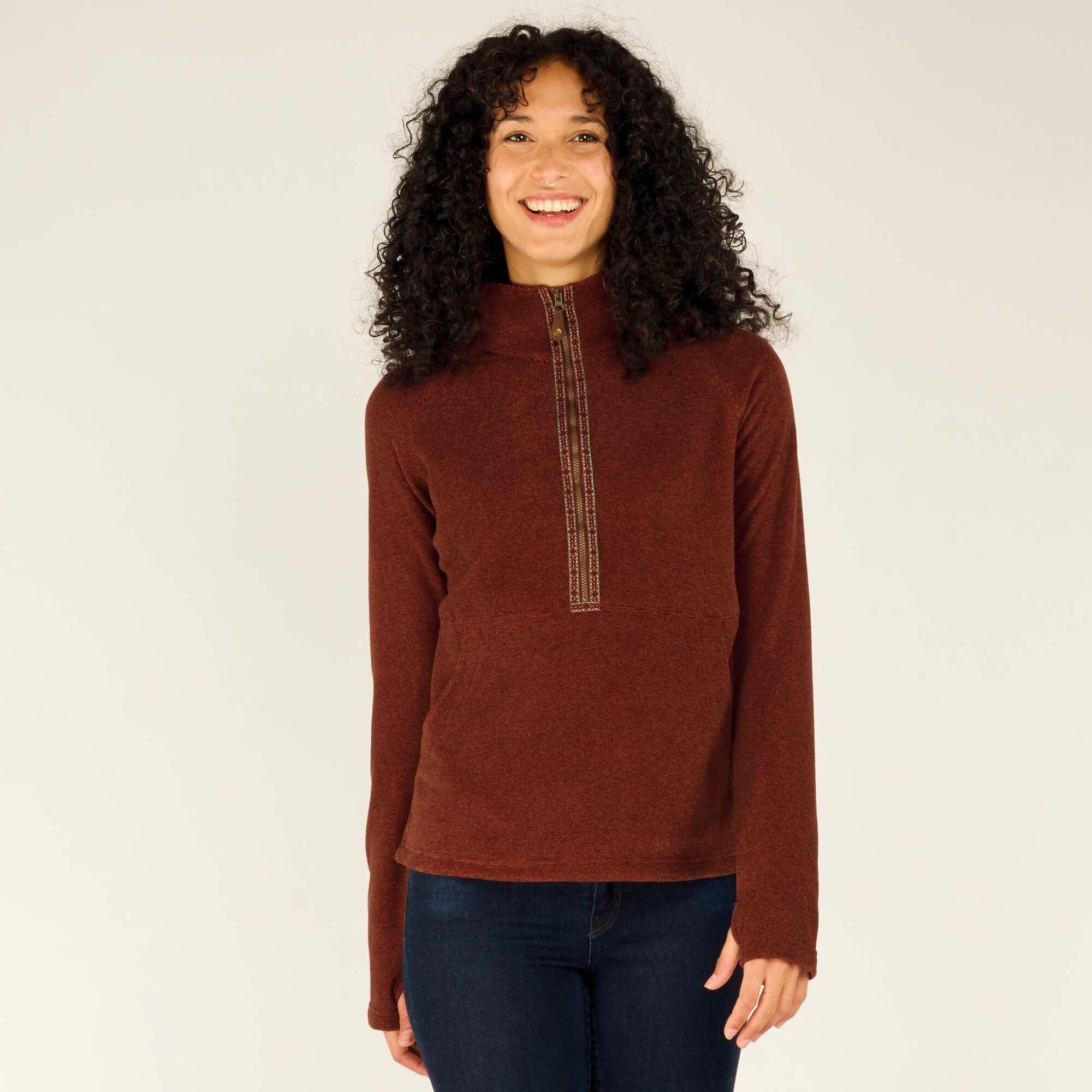 Rolpa Pullover mit halbem Reißverschluss - Spice