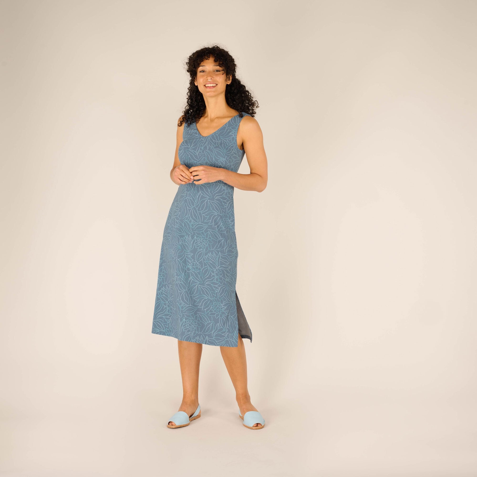 Neha Midi Dress - Haze Leaf