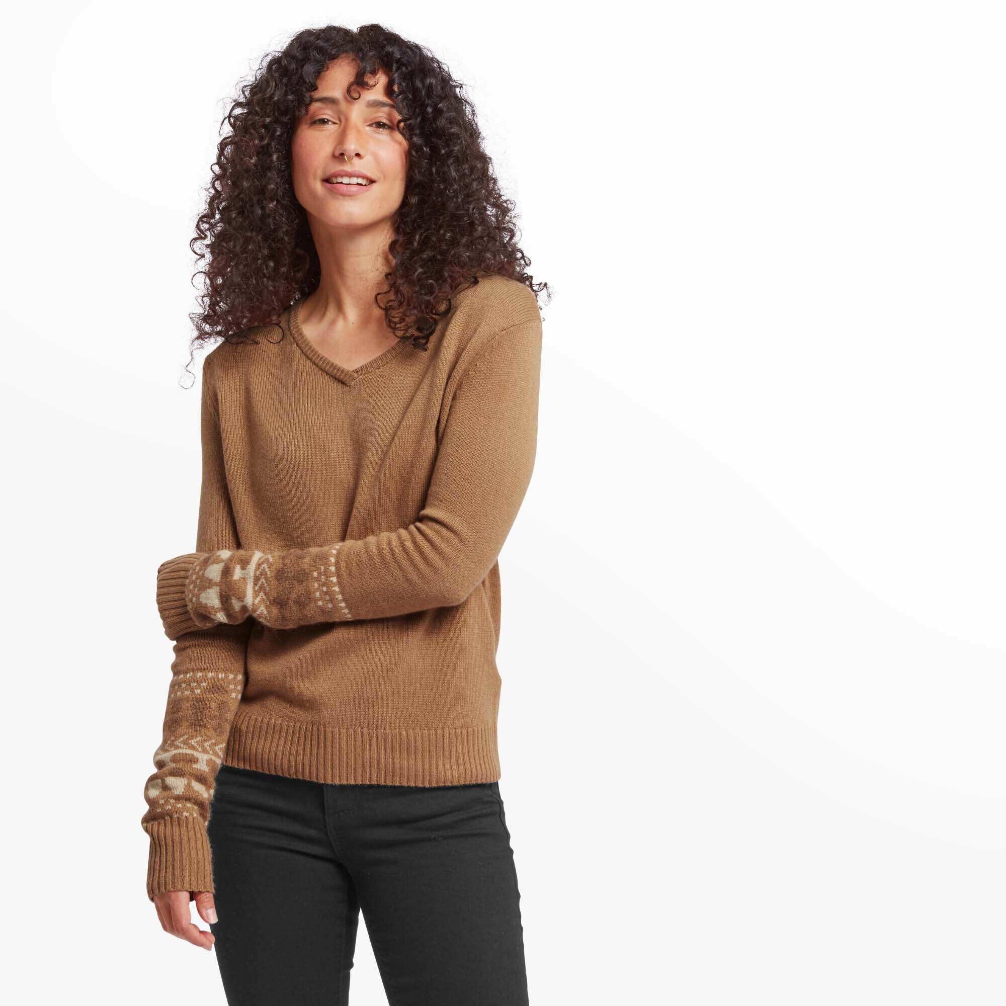 Maya V-Neck Sweater - Caramel