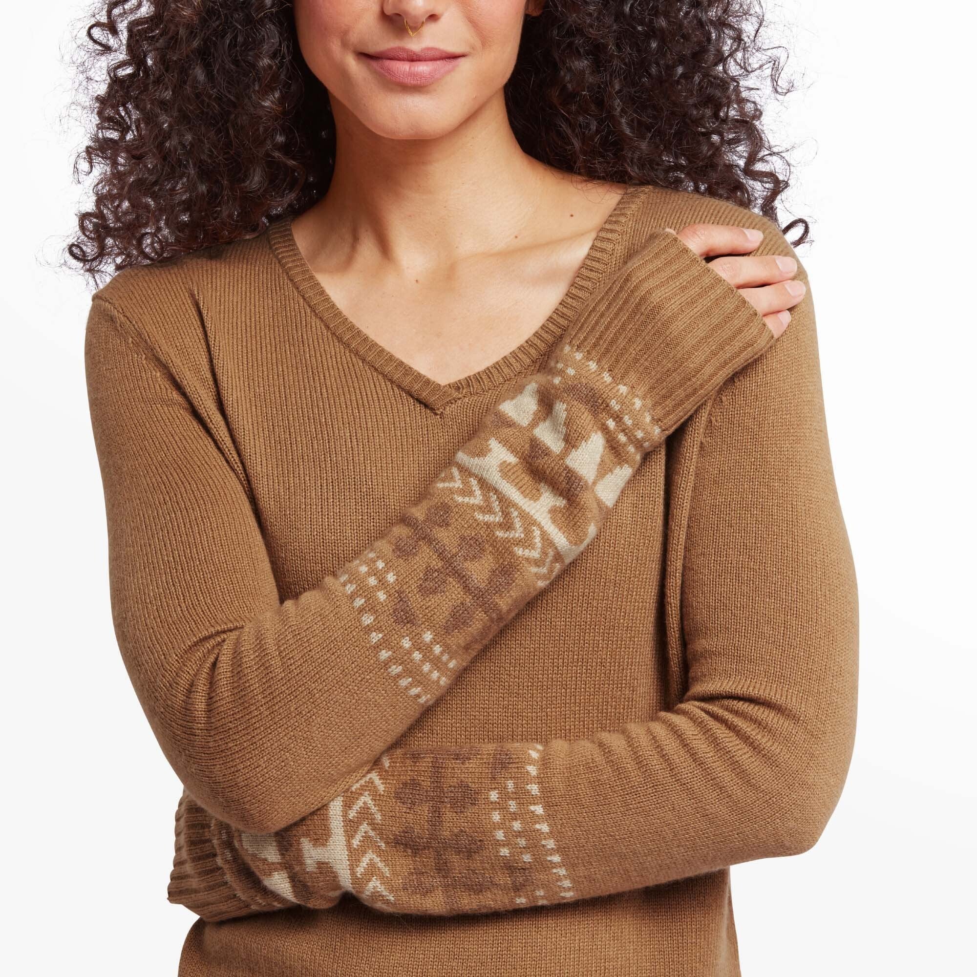 Maya V-Neck Sweater - Caramel